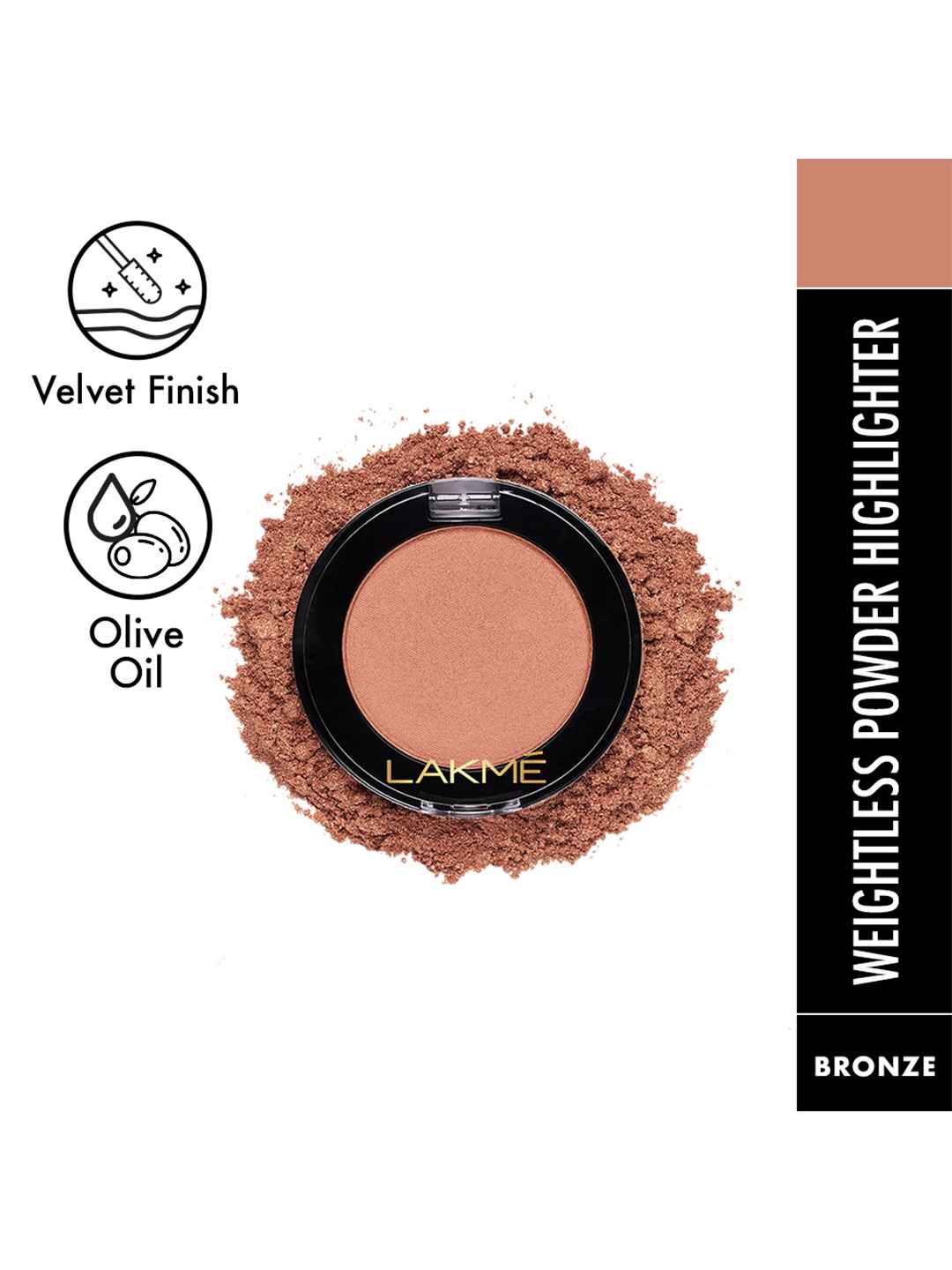 Lakme Face It Weightless Pressed Powder Highlighter with Olive Oil 4 g - Bronze H1
Lakme Face It Weightless Pressed Powder Highlighter with Olive Oil 4 g - Bronze H1