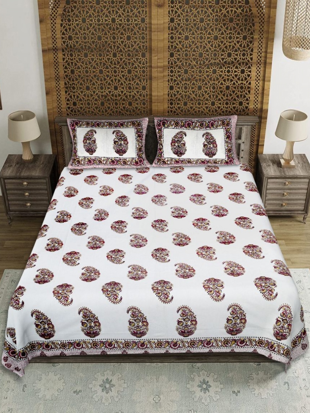 EasyGoods Pink & White Cotton Ethnic Motifs 210 TC King Bedsheet with 2 Pillow Covers
EasyGoods Pink & White Cotton Ethnic Motifs 210 TC King Bedsheet with 2 Pillow Covers
