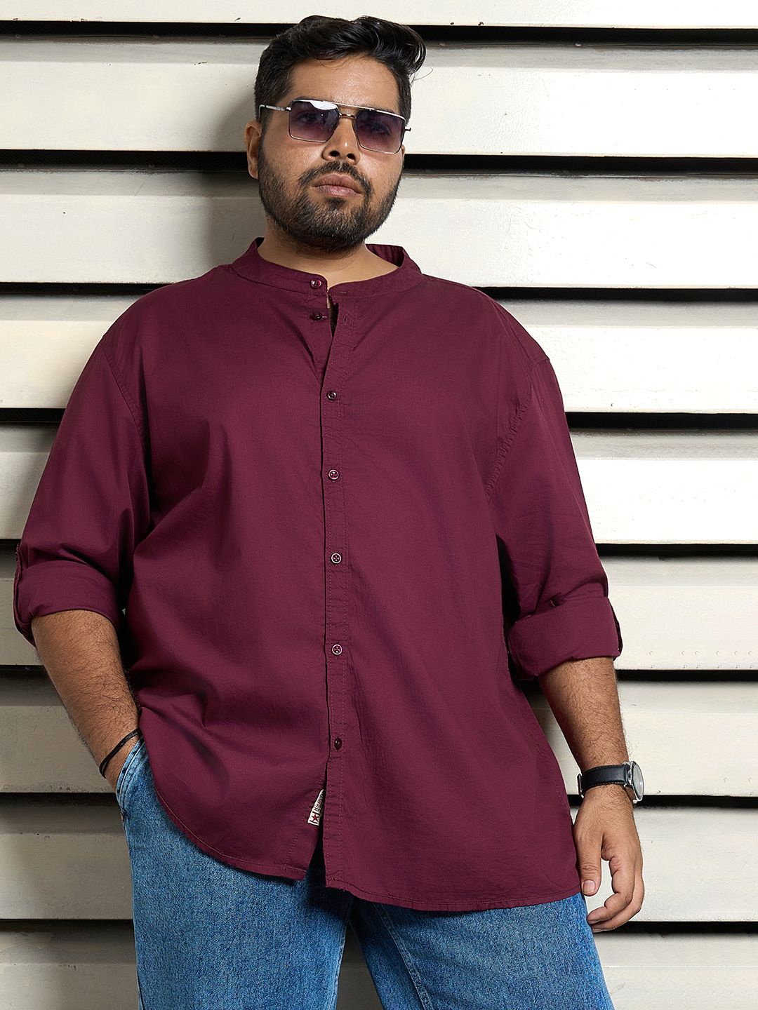 Freeform by High Star Men Standard Mandarin Collar Solid Cotton Plus Size Casual Shirt, Maroon
Freeform by High Star Men Standard Mandarin Collar Solid Cotton Plus Size Casual Shirt, Maroon