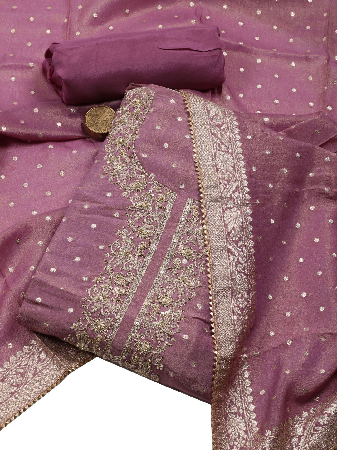 Meena Bazaar Floral Woven Design Zari Art Silk Unstitched Dress Material, Purple
Meena Bazaar Floral Woven Design Zari Art Silk Unstitched Dress Material, Purple