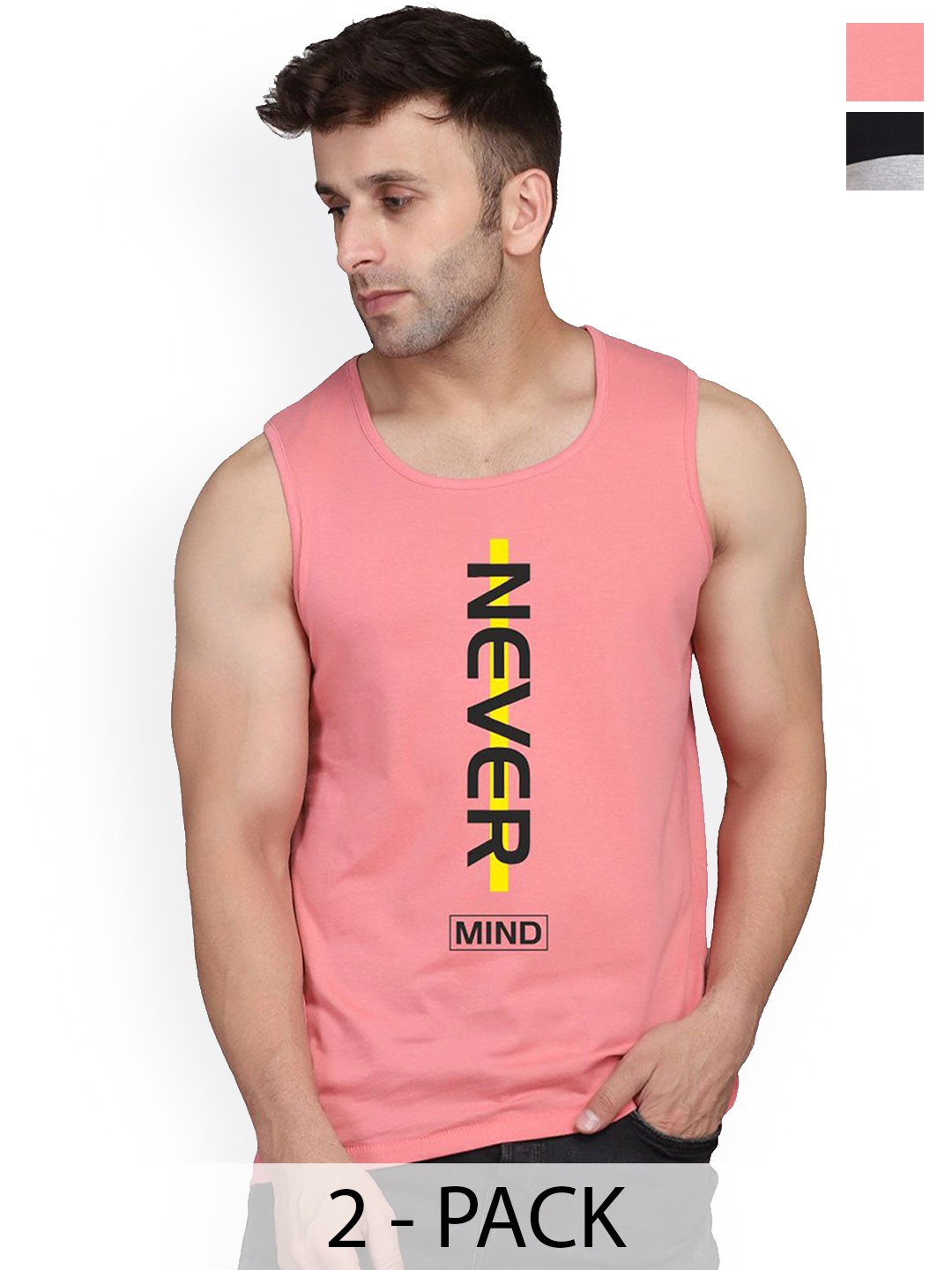 SLOWLORIS Pack Of 2 Printed Gym Vests SL26 COMBO (LOUD BLKGRY) (NVR PEACH), Black
SLOWLORIS Pack Of 2 Printed Gym Vests SL26 COMBO (LOUD BLKGRY) (NVR PEACH), Black