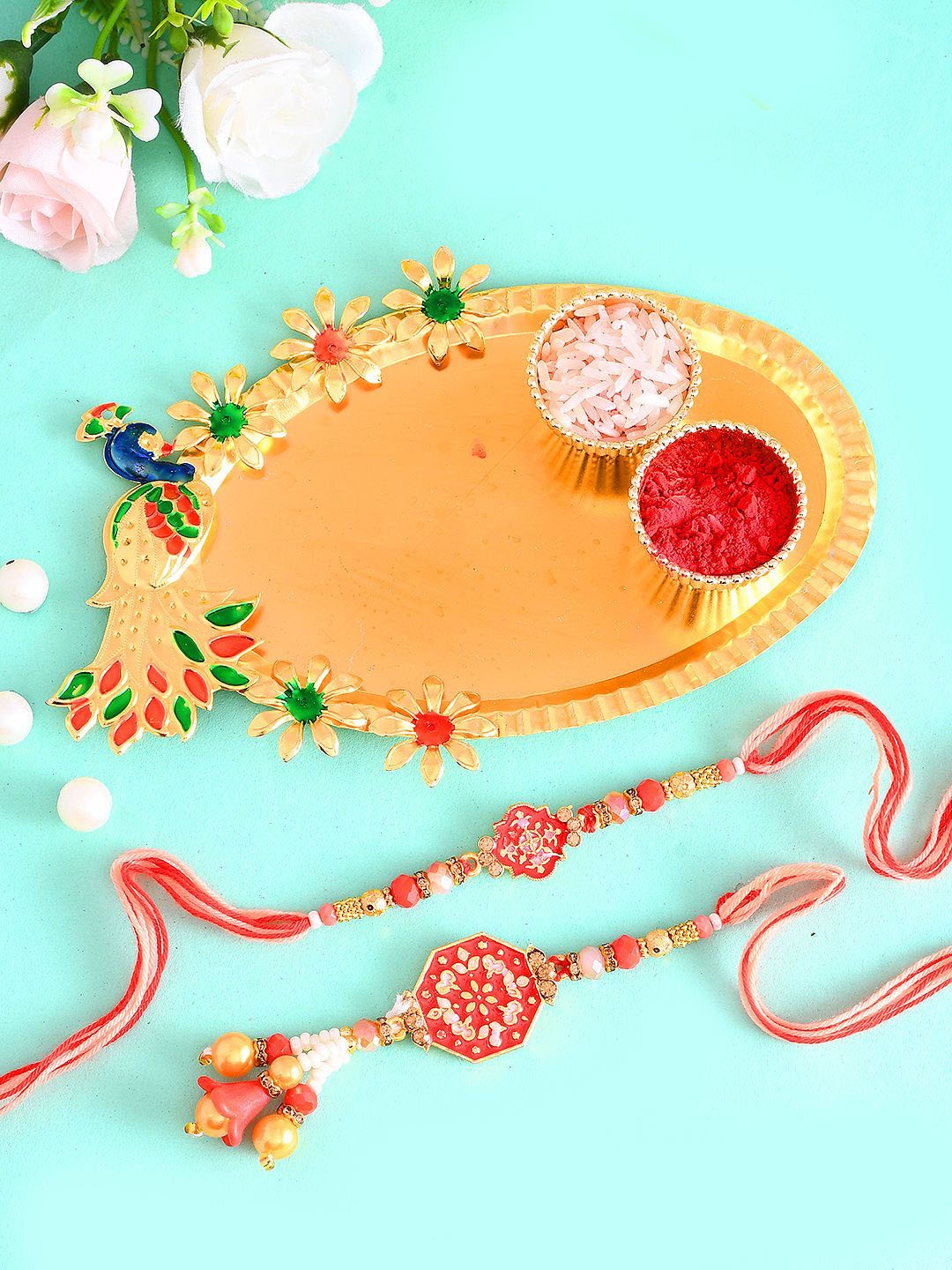 Aapno Rajasthan Set of 2 Beaded Bhaiya Bhabhi Rakhi With Pooja Thai And Roli Chawal, Red
Aapno Rajasthan Set of 2 Beaded Bhaiya Bhabhi Rakhi With Pooja Thai And Roli Chawal, Red