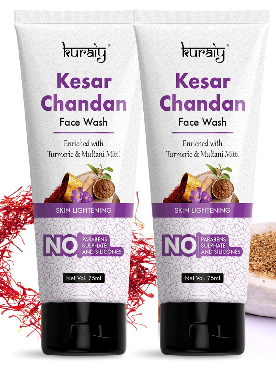 KURAIY Set Of 2 Kesar Chandan Face Wash Enriched With Turmeric & Multani Mitti 75ml Each, White
KURAIY Set Of 2 Kesar Chandan Face Wash Enriched With Turmeric & Multani Mitti 75ml Each, White