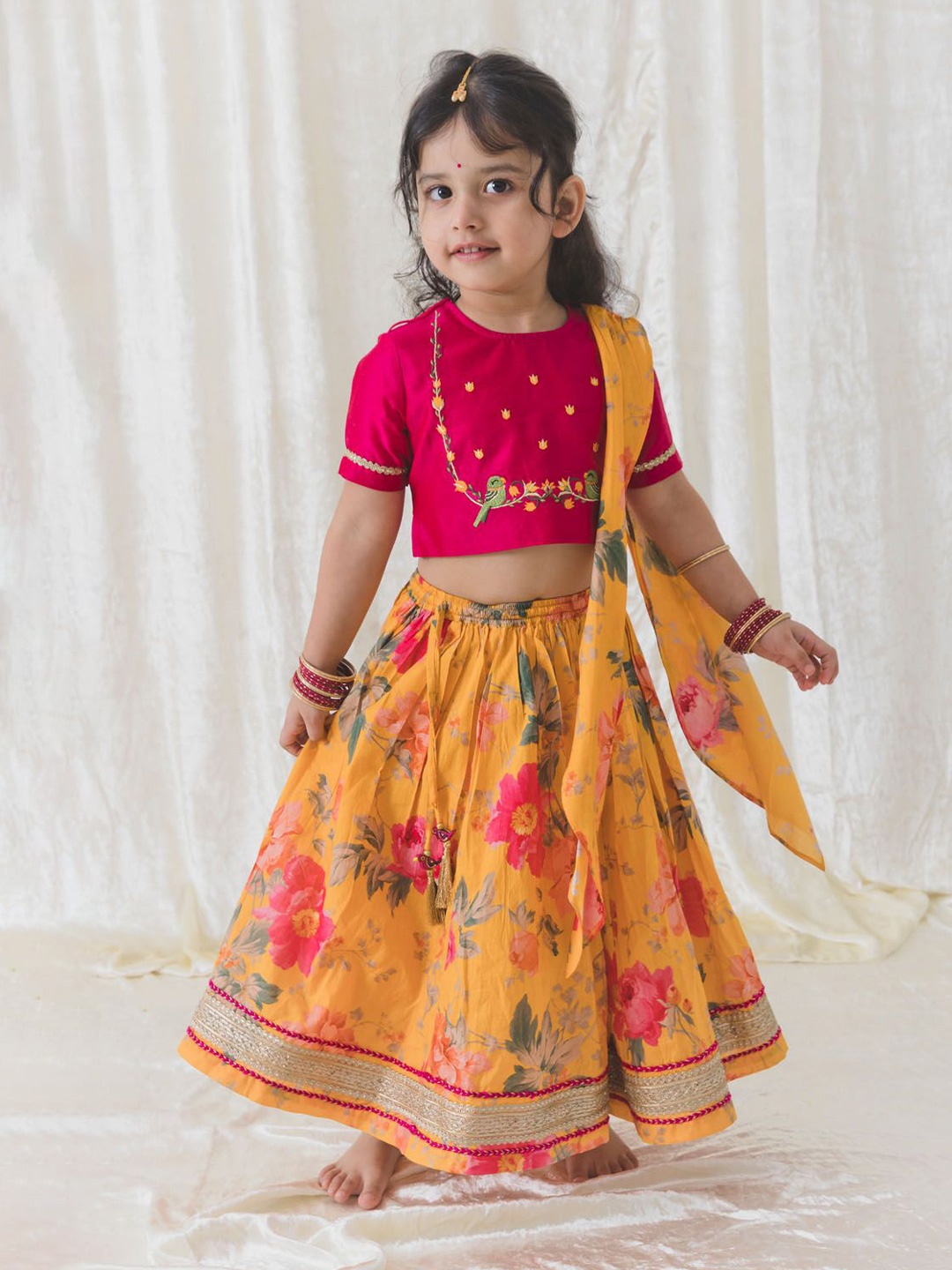 Tiber Taber Girls Embroidered Pure Cotton Ready to Wear Lehenga & Blouse With Dupatta, Pink
Tiber Taber Girls Embroidered Pure Cotton Ready to Wear Lehenga & Blouse With Dupatta, Pink