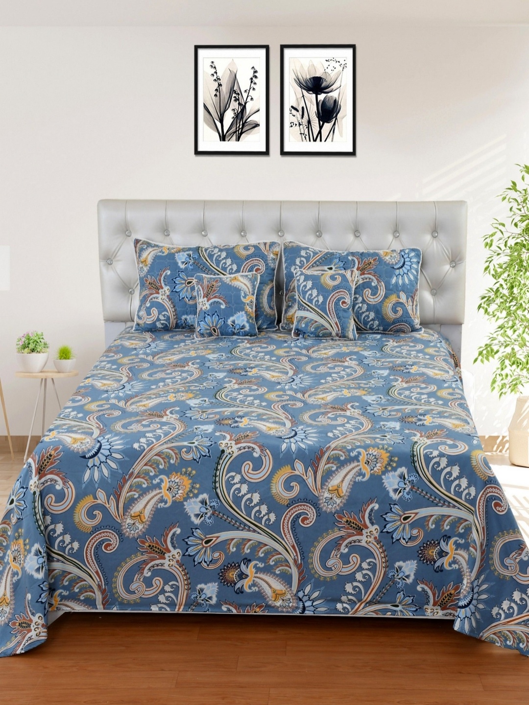 MORADO Blue & White Printed Cotton Double Bedsheet With 2 Pillow Cover & 2 Cushion Fillers
MORADO Blue & White Printed Cotton Double Bedsheet With 2 Pillow Cover & 2 Cushion Fillers