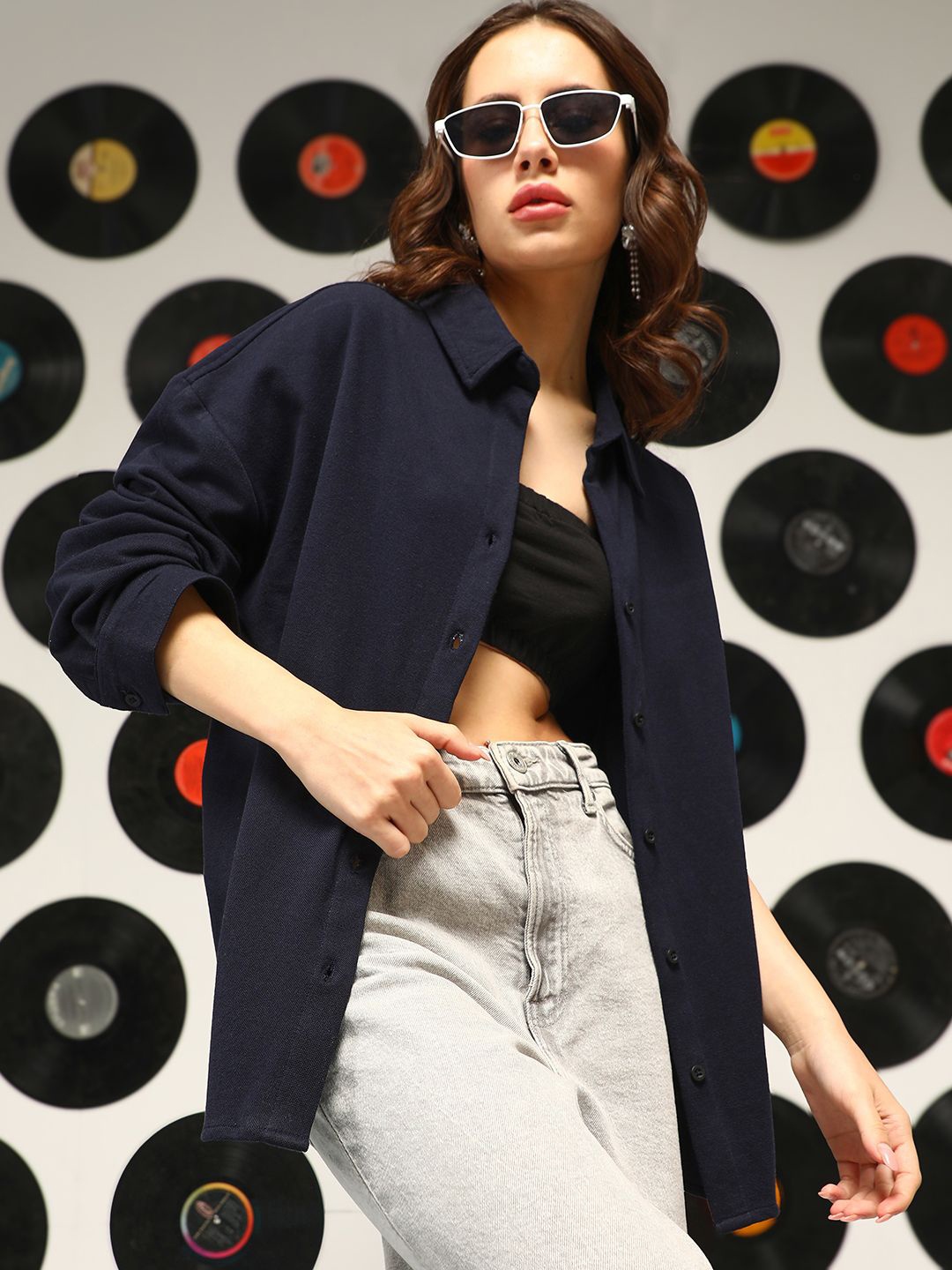 PINACOLADA Women Comfort Spread Collar Solid Cotton Oversized Casual Shirt, Navy blue
PINACOLADA Women Comfort Spread Collar Solid Cotton Oversized Casual Shirt, Navy blue