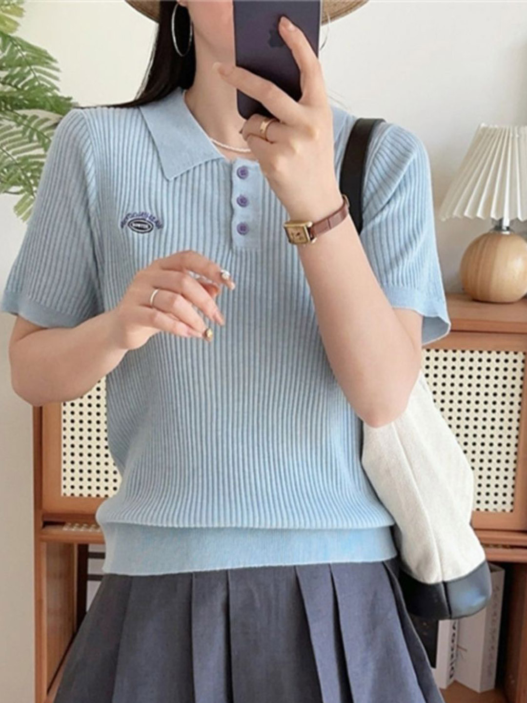 HERE&NOW Women Shirt Collar Top, Blue
HERE&NOW Women Shirt Collar Top, Blue