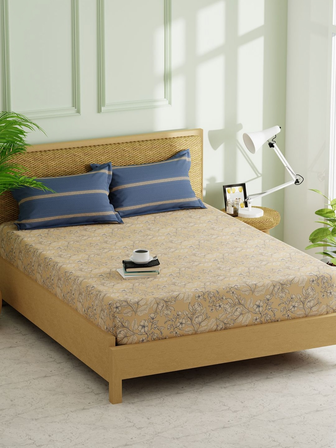 KOPA Lorenzo Beige Floral Microfiber 152 TC Fitted Queen Bedsheet Set-1.80 mX1.98m X 25 cm
KOPA Lorenzo Beige Floral Microfiber 152 TC Fitted Queen Bedsheet Set-1.80 mX1.98m X 25 cm