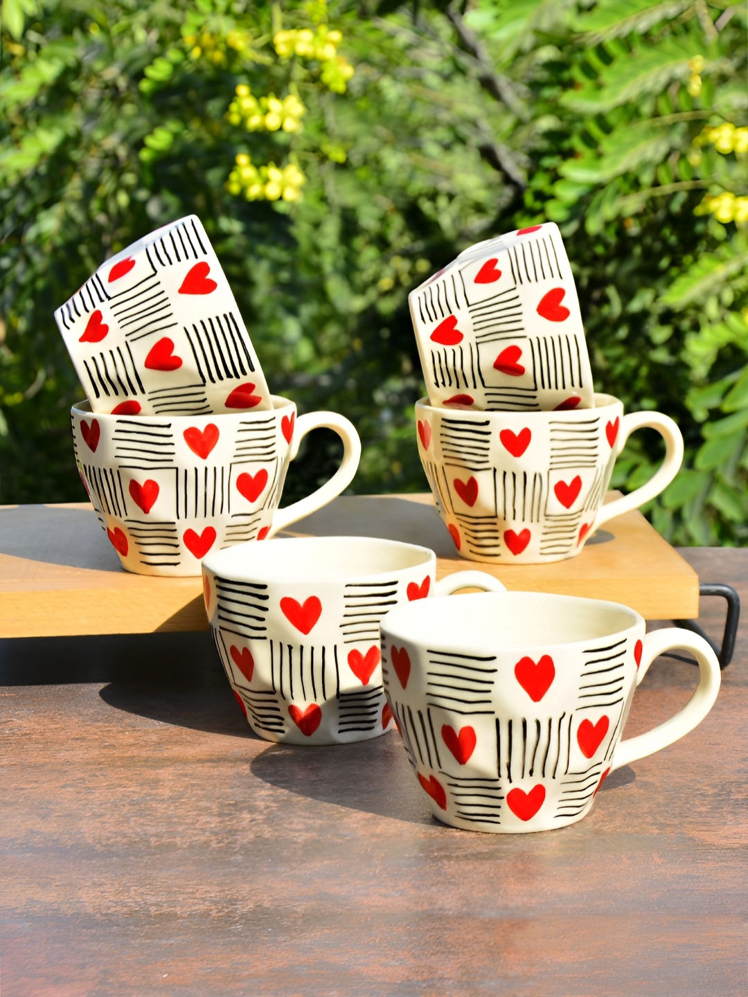StyleMyWay 6 Pcs Hand Painted Heart Design Ceramic Mugs- 250 ml, Microwave Safe, Off white
StyleMyWay 6 Pcs Hand Painted Heart Design Ceramic Mugs- 250 ml, Microwave Safe, Off white