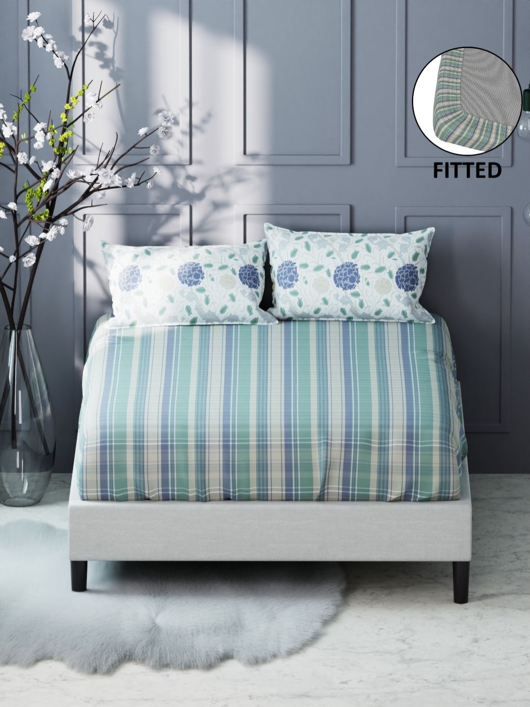 KOPA Fairmont Green Striped Microfiber 200 TC King Fitted Bedsheet Set 1.98 m X 1.80 m
KOPA Fairmont Green Striped Microfiber 200 TC King Fitted Bedsheet Set 1.98 m X 1.80 m