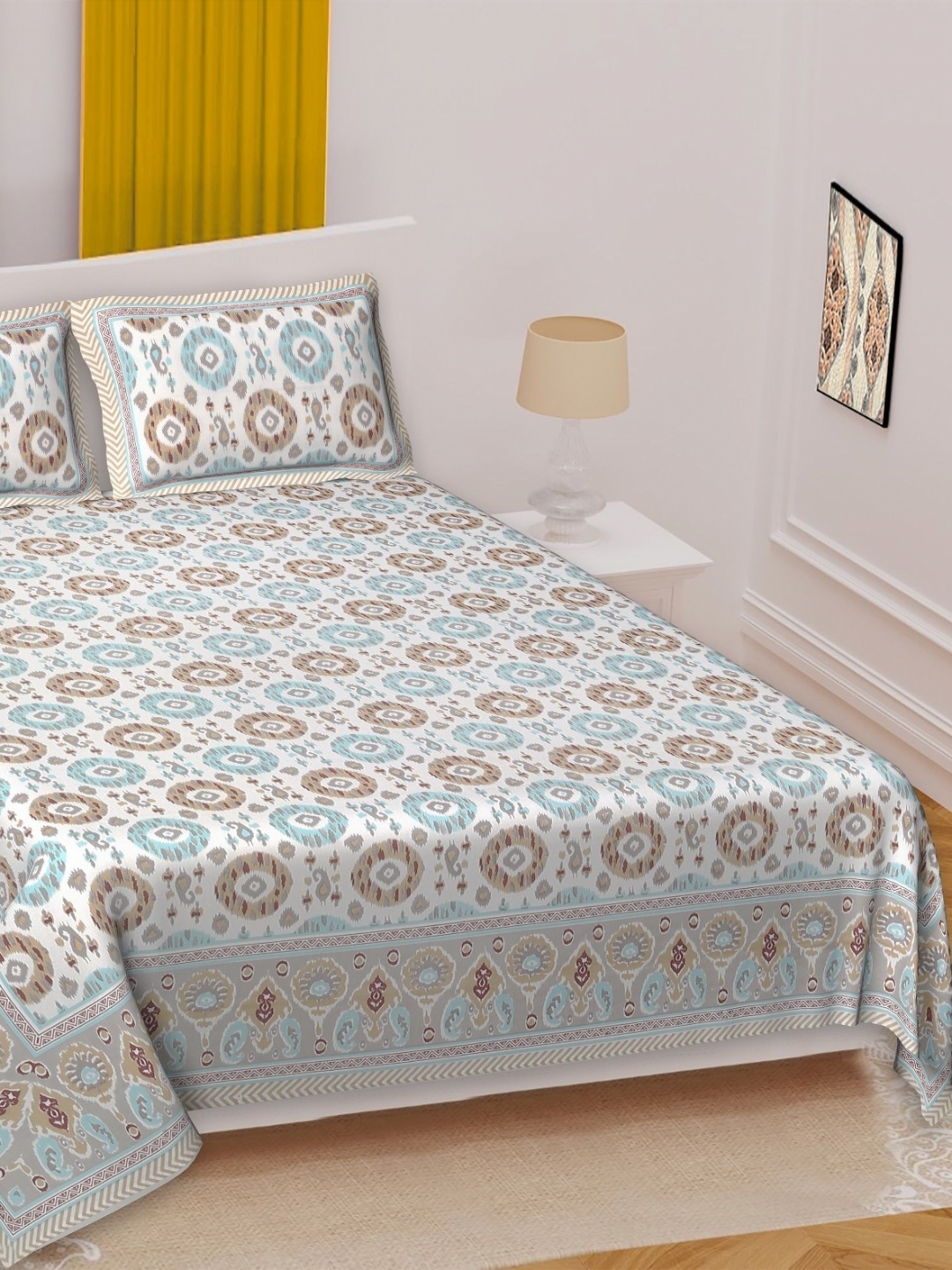 Texstylers Brown & White Ethnic Motifs Cotton 220 TC Double King Bedsheet Set-2.74mx2.74 m
Texstylers Brown & White Ethnic Motifs Cotton 220 TC Double King Bedsheet Set-2.74mx2.74 m