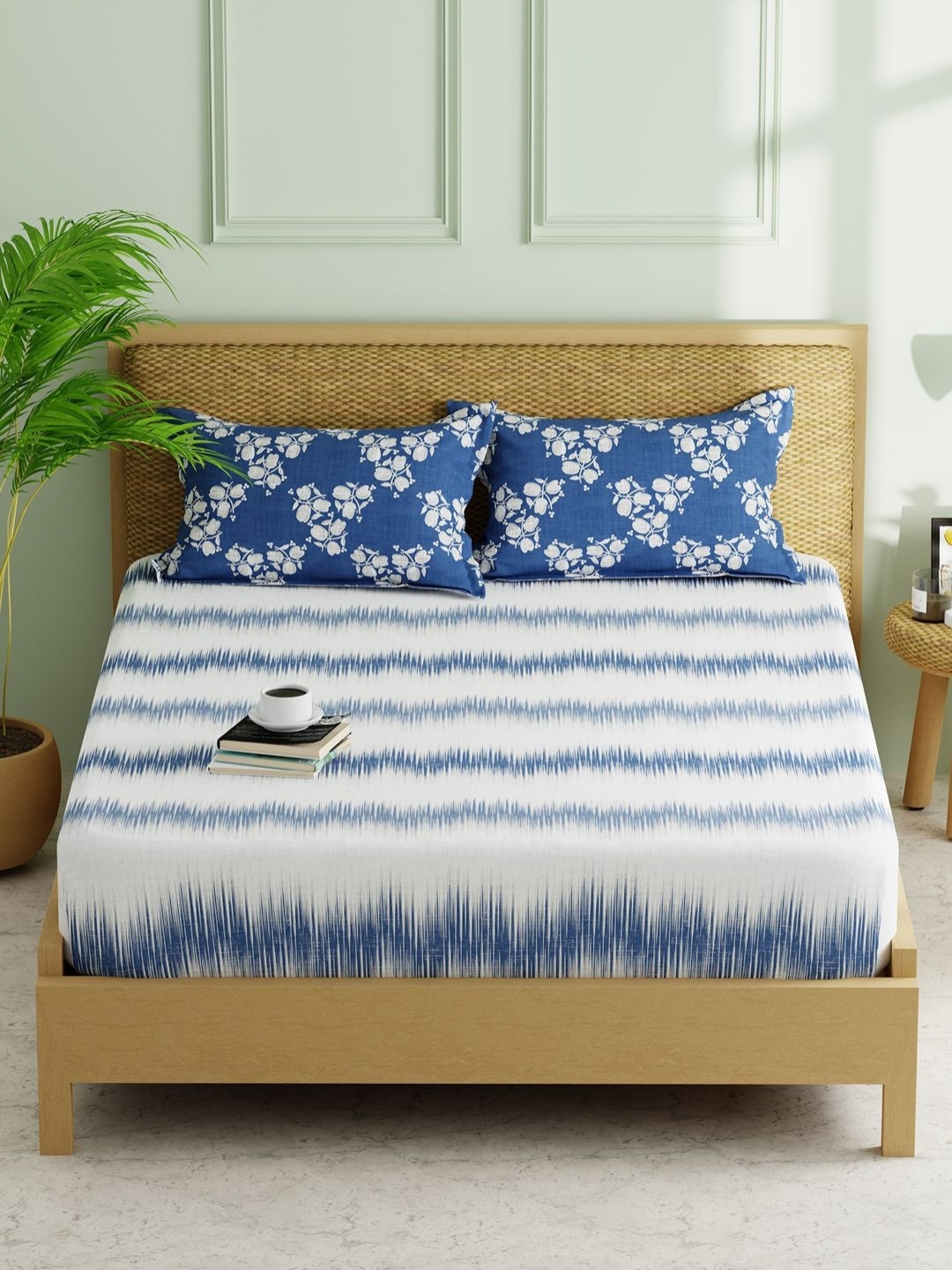 KOPA Lorenzo Blue Abstract Microfiber 152 TC Fitted Queen Bedsheet Set-1.80mX1.98m X 25 cm
KOPA Lorenzo Blue Abstract Microfiber 152 TC Fitted Queen Bedsheet Set-1.80mX1.98m X 25 cm