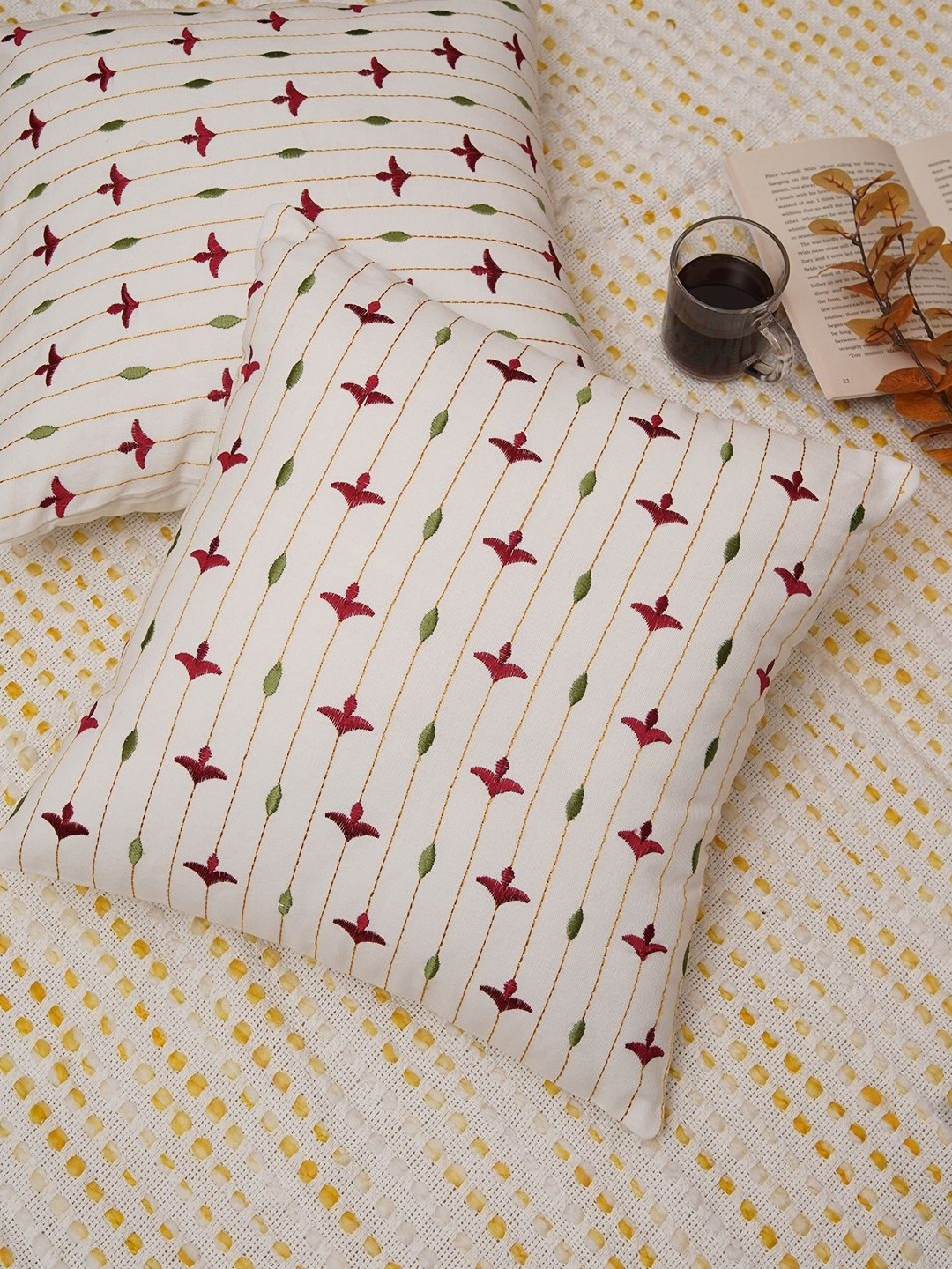 Ratan Cart White & Red 2 Pieces Floral Embroidered Cotton Square Cushion Covers
Ratan Cart White & Red 2 Pieces Floral Embroidered Cotton Square Cushion Covers