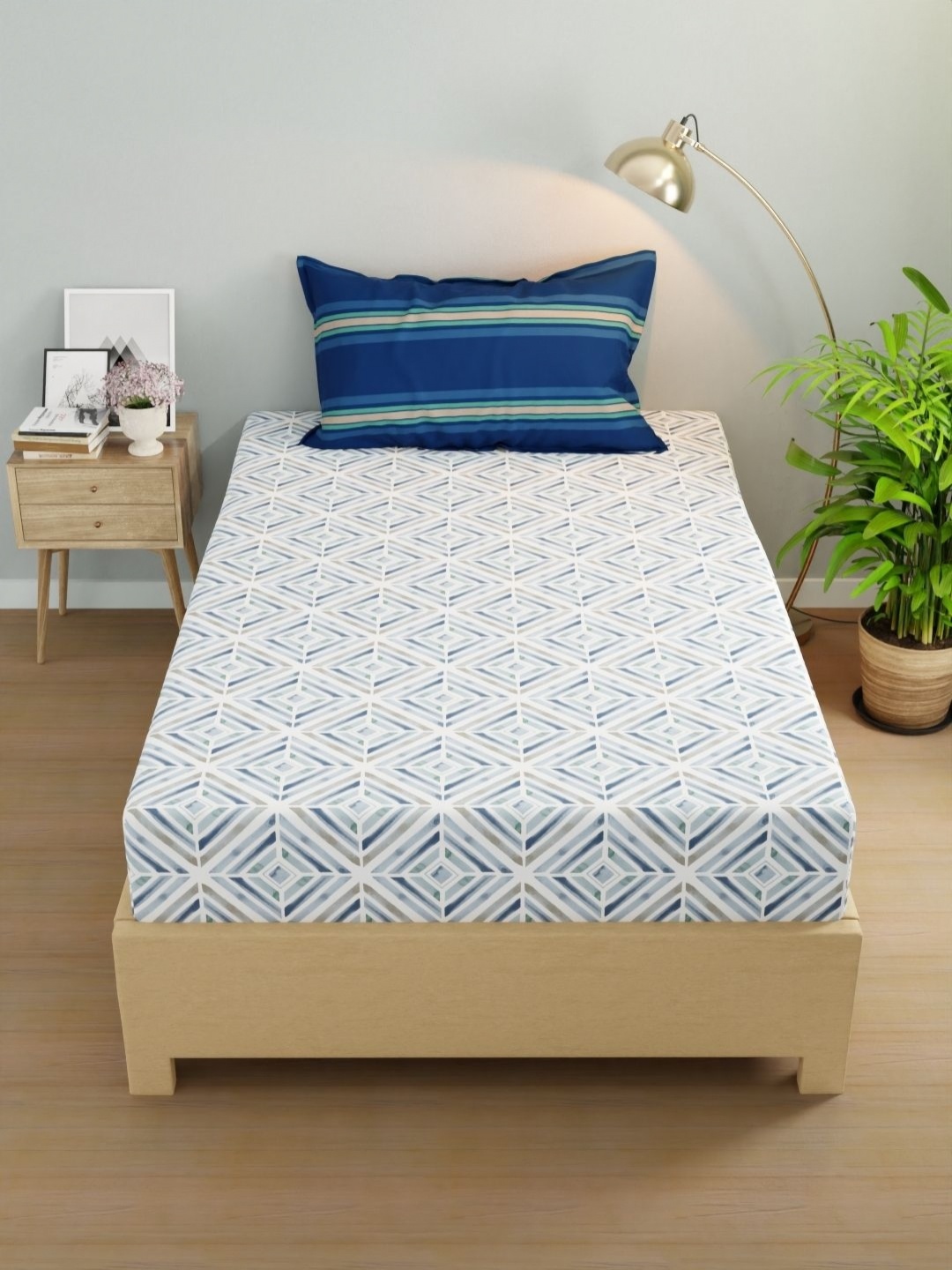 KOPA Rivera Blue & White Geometric Microfiber 200 TC Single Bedsheet Set 2.24 m X 1.50 m
KOPA Rivera Blue & White Geometric Microfiber 200 TC Single Bedsheet Set 2.24 m X 1.50 m