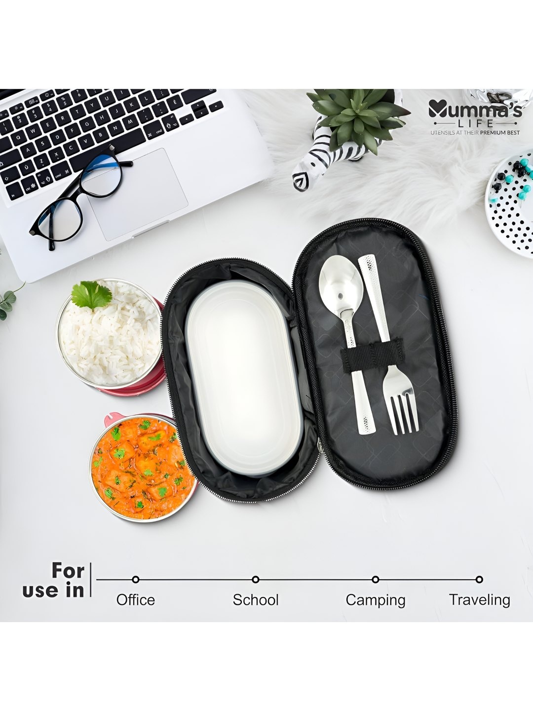 Mumma's Life Silver Toned 3 Pieces Stainless Steel Dishwasher Safe Lunch Box 440ml & Bag
Mumma's Life Silver Toned 3 Pieces Stainless Steel Dishwasher Safe Lunch Box 440ml & Bag