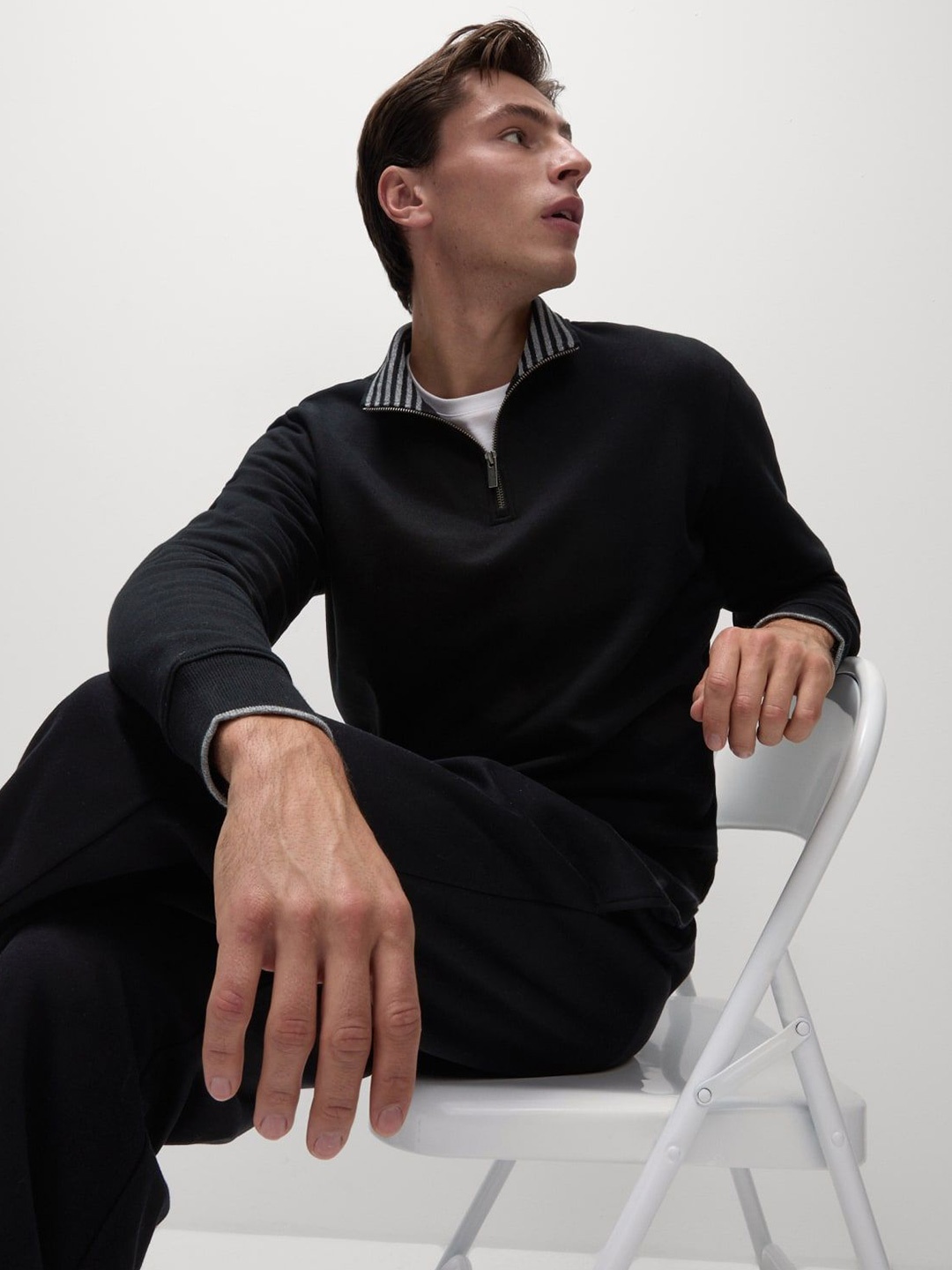 Marks & Spencer Men Pure Cotton High Neck Long Sleeves Half Zip Sweatshirt, Black
Marks & Spencer Men Pure Cotton High Neck Long Sleeves Half Zip Sweatshirt, Black