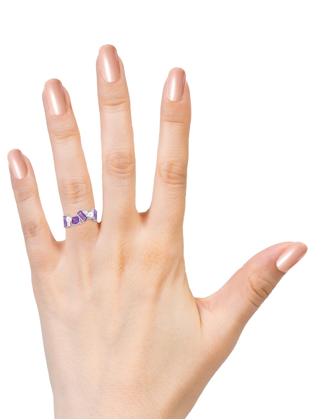 Kicky And Perky 92.5 Sterling Silver Rhodium Plated Amethyst Stone-Studded Finger Ring
Kicky And Perky 92.5 Sterling Silver Rhodium Plated Amethyst Stone-Studded Finger Ring