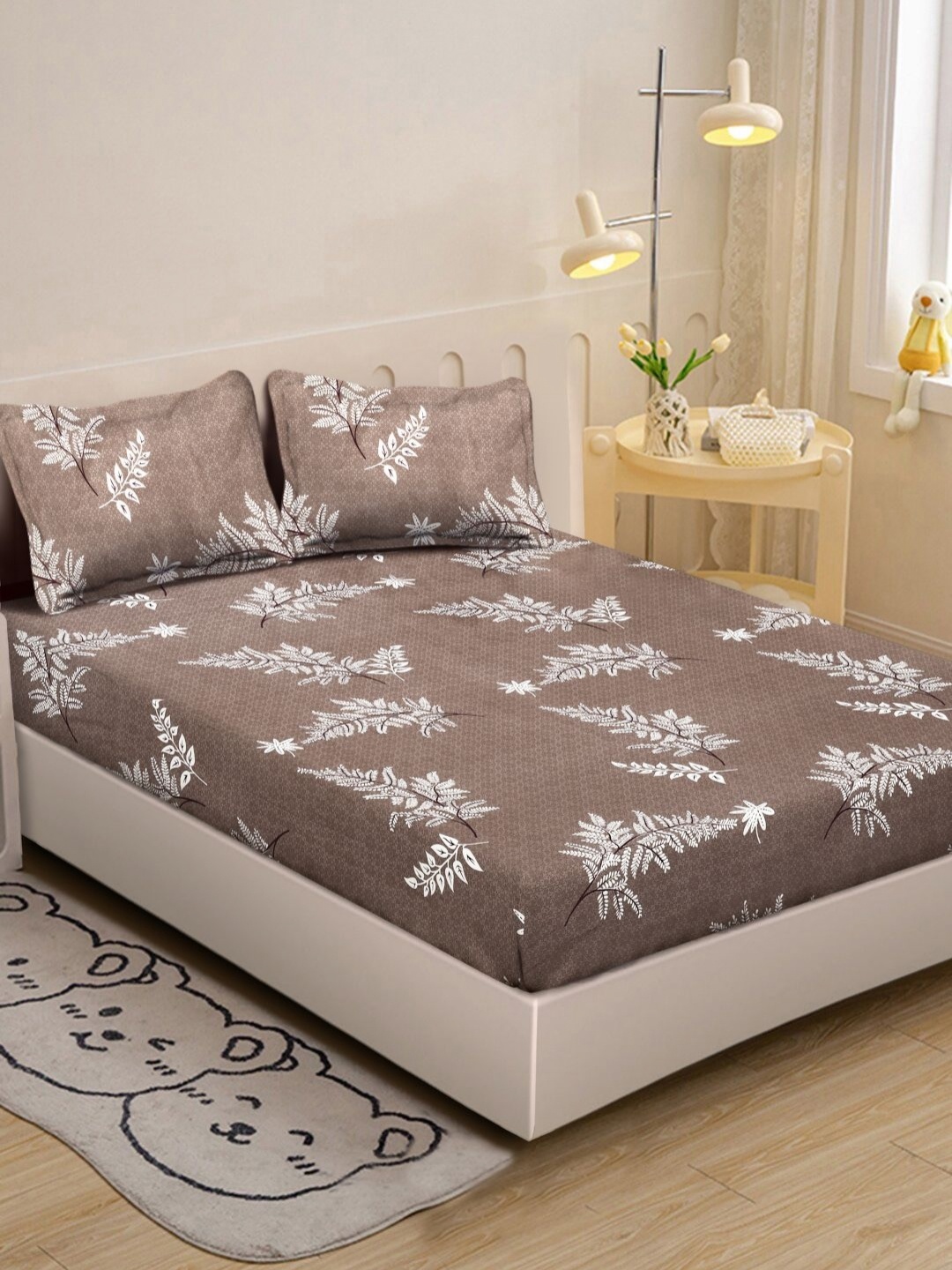 Aura Brown & Cream Coloured Floral Printed Flat 300TC Single Bedsheet With 2 Pillow Cover, Pink
Aura Brown & Cream Coloured Floral Printed Flat 300TC Single Bedsheet With 2 Pillow Cover, Pink