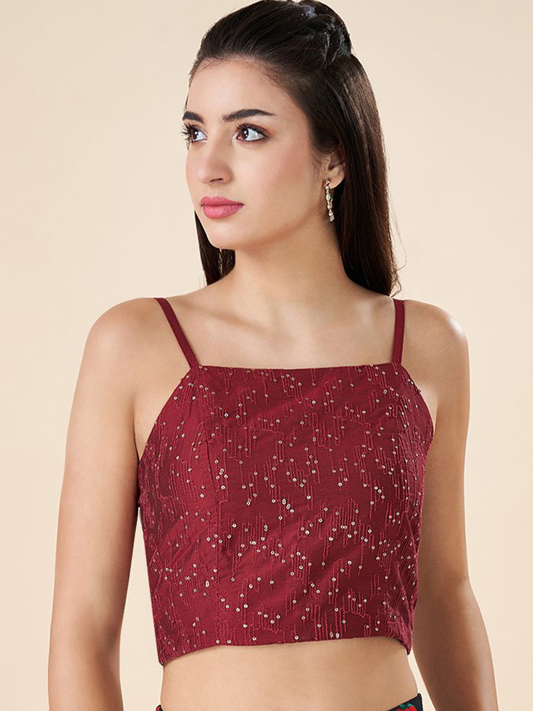 AKKRITI BY PANTALOONS Women Sequined Embroidered Shoulder straps Cotton Crop Top, Red
AKKRITI BY PANTALOONS Women Sequined Embroidered Shoulder straps Cotton Crop Top, Red