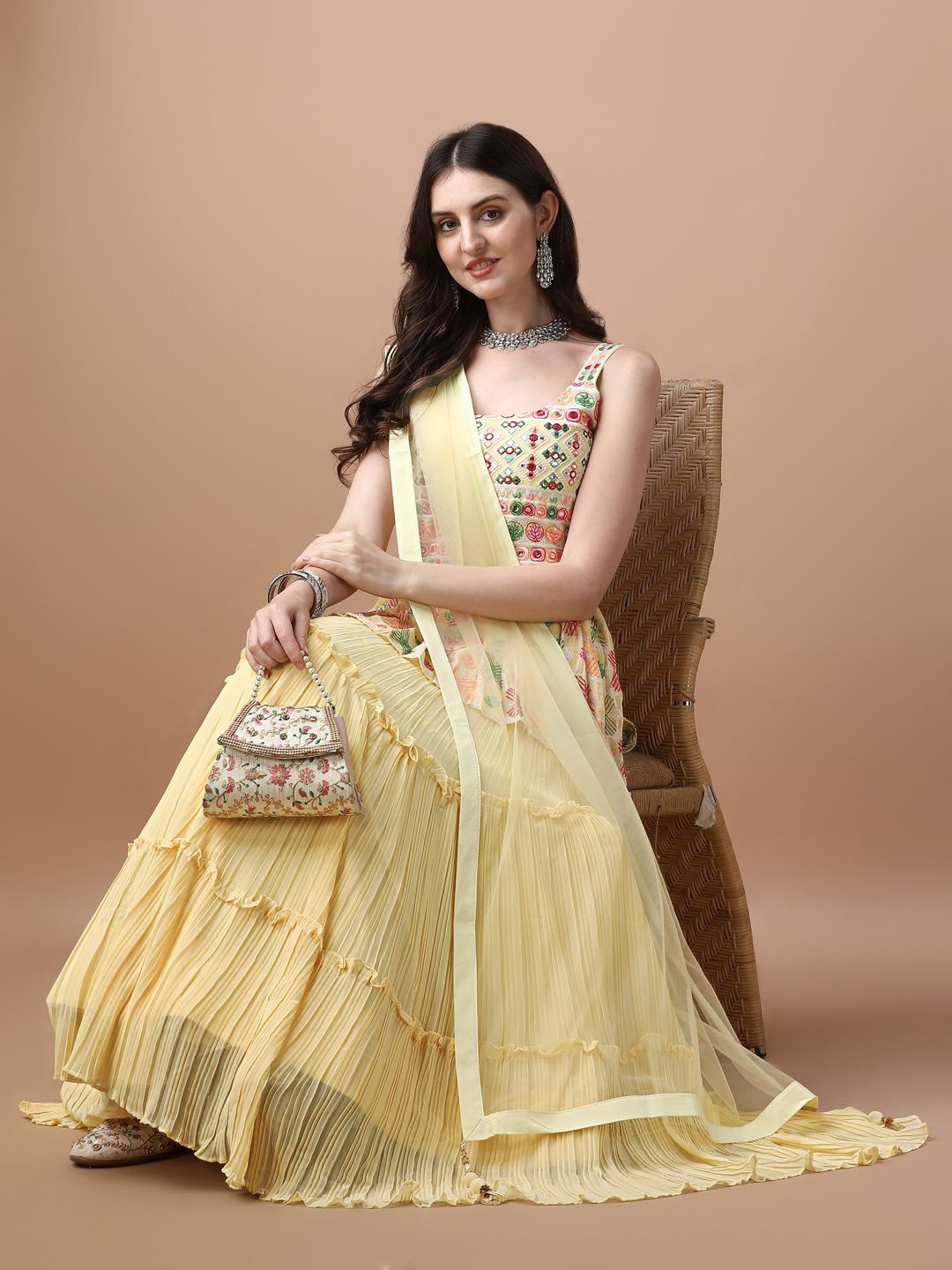 VANAKARA Embroidered Thread Work Ready to Wear Lehenga & Blouse With Dupatta, Yellow
VANAKARA Embroidered Thread Work Ready to Wear Lehenga & Blouse With Dupatta, Yellow
