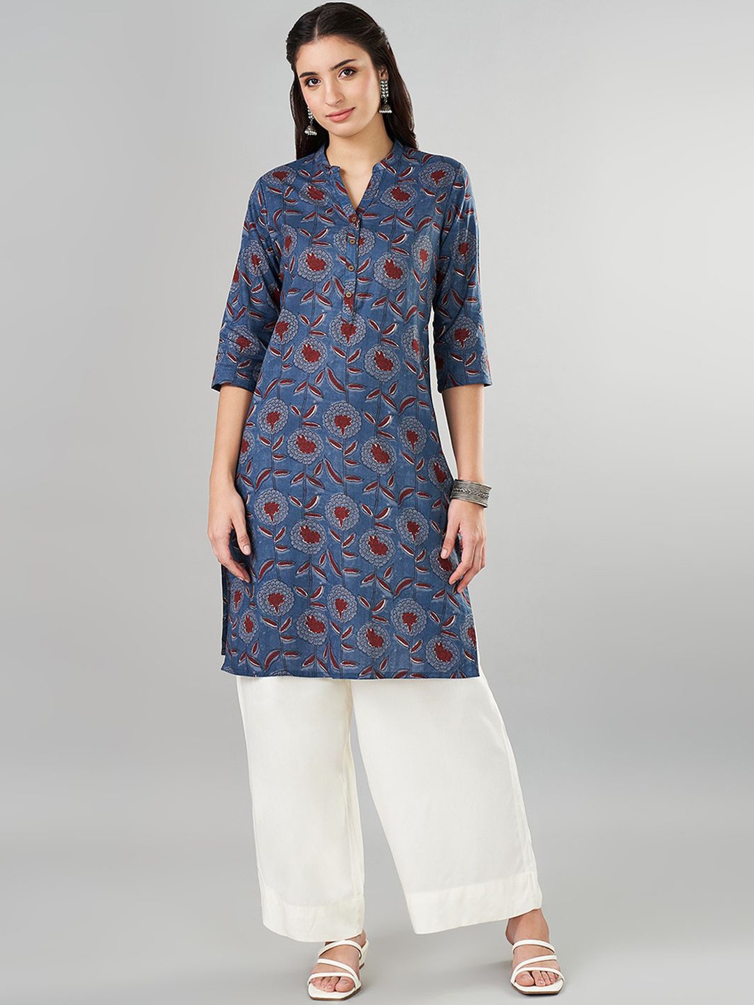 RANGMANCH BY PANTALOONS Floral Printed Mandarin Collar Cotton Straight Kurta, Navy blue
RANGMANCH BY PANTALOONS Floral Printed Mandarin Collar Cotton Straight Kurta, Navy blue