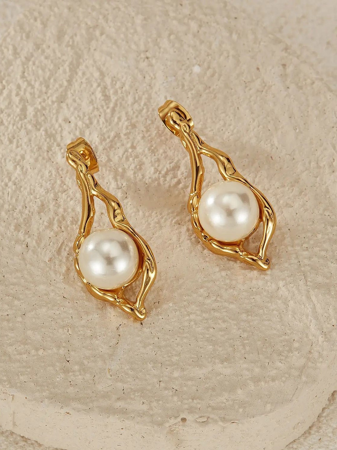 DIVASTRI Gold-Plated Stainless Steel Anti Tarnish Pearls Beaded Contemporary Drop Earrings
DIVASTRI Gold-Plated Stainless Steel Anti Tarnish Pearls Beaded Contemporary Drop Earrings