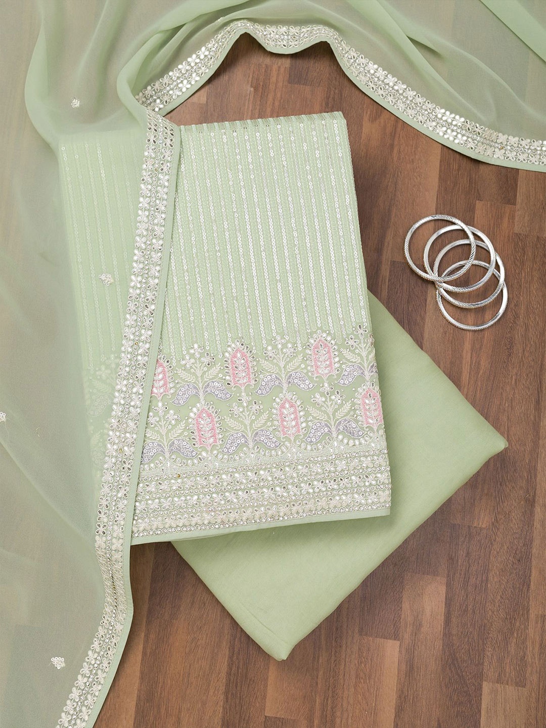 Koskii Ethnic Motif Embroidered Sequinned & ThreadWork Georgette Unstitched Dress Material, Green
Koskii Ethnic Motif Embroidered Sequinned & ThreadWork Georgette Unstitched Dress Material, Green