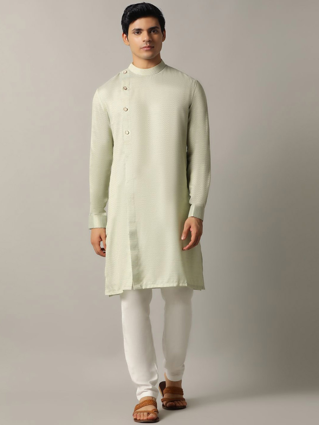 THE KURTA COMPANY Geometric Woven Design Mandarin Collar Jacquard Angrakha Straight Kurta, Sea green
THE KURTA COMPANY Geometric Woven Design Mandarin Collar Jacquard Angrakha Straight Kurta, Sea green