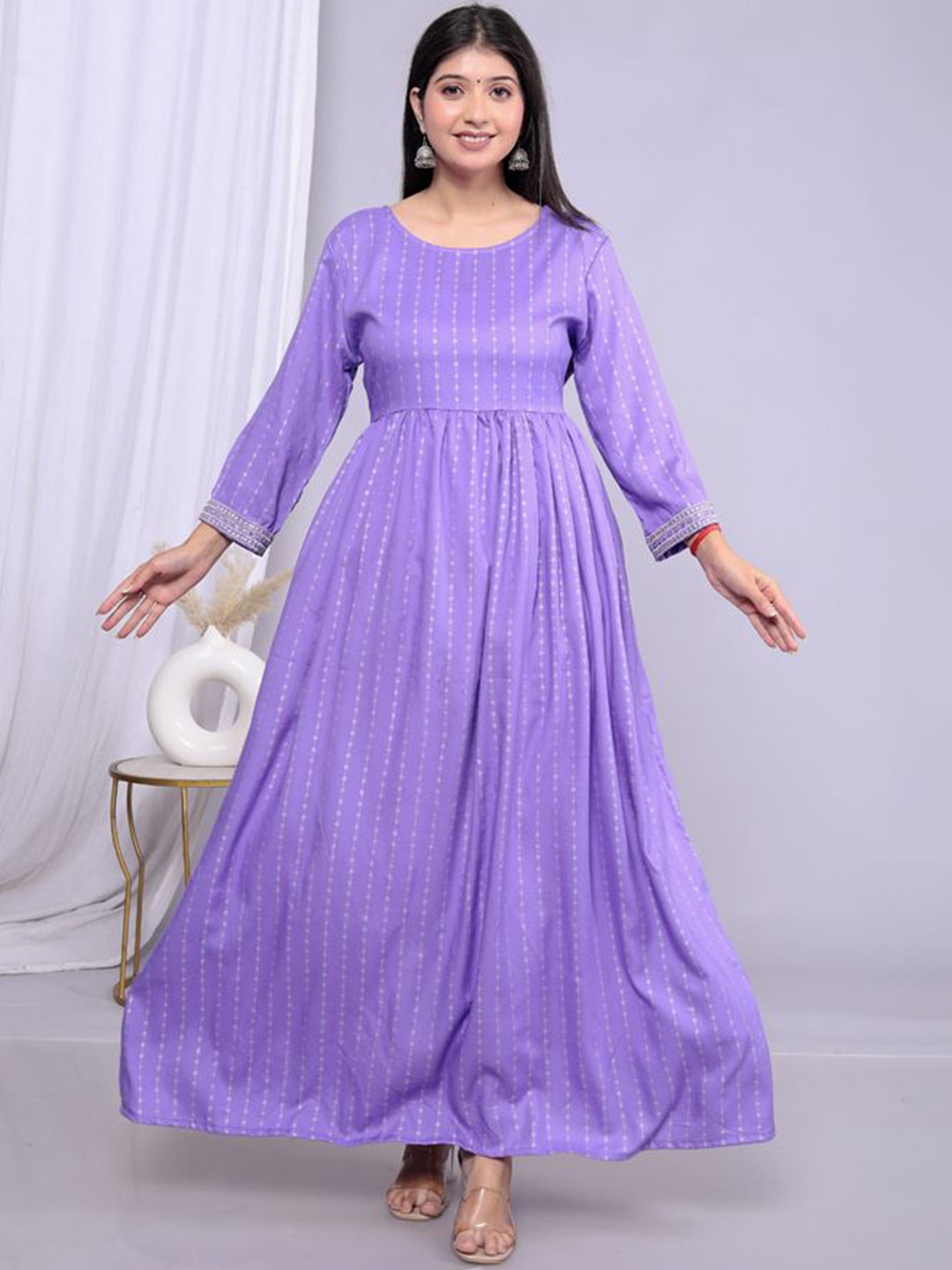 HERE&NOW Printed Maxi Ethnic Dresses, Purple 
HERE&NOW Printed Maxi Ethnic Dresses, Purple