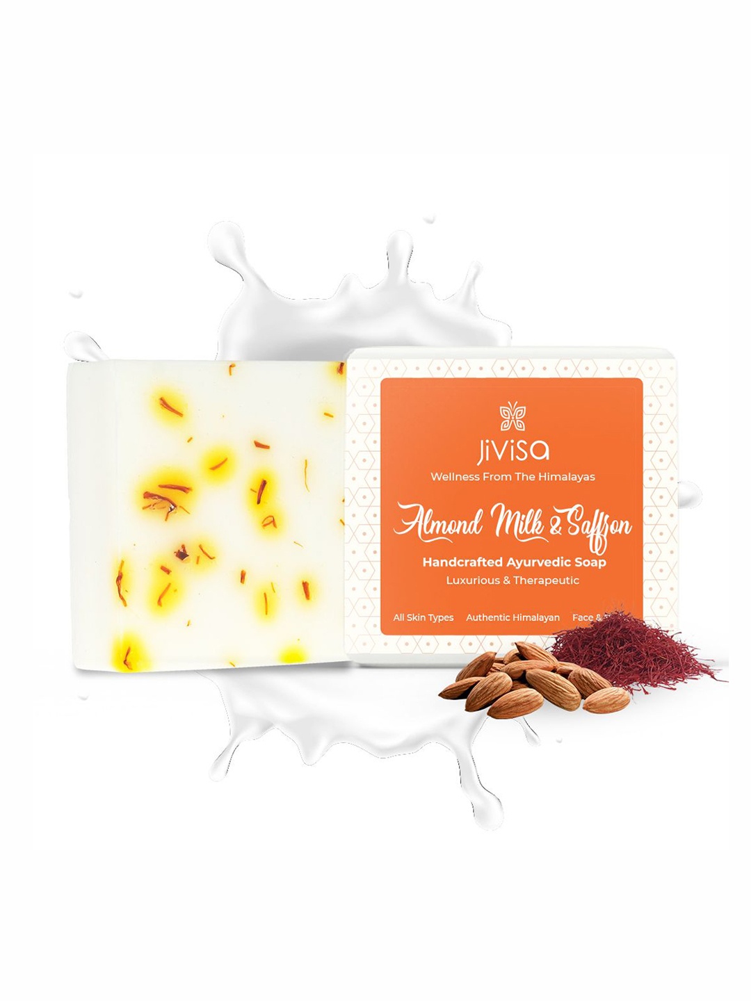 JiViSa Almond Milk & Saffron Ayurvedic Soap for Glowing and Nourished Skin - 100 g, White
JiViSa Almond Milk & Saffron Ayurvedic Soap for Glowing and Nourished Skin - 100 g, White