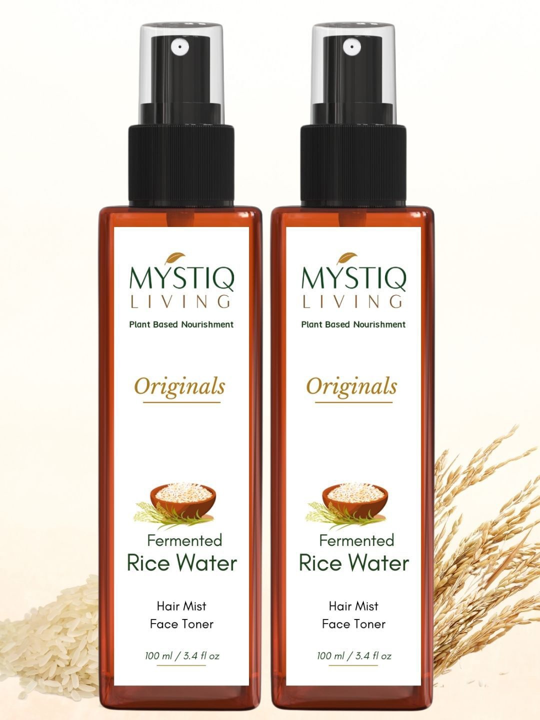 MYSTIQ LIVING Set Of 2 Fermented Rice Water Toner Spray For Hair & Skin - 100 ml Each, Na
MYSTIQ LIVING Set Of 2 Fermented Rice Water Toner Spray For Hair & Skin - 100 ml Each, Na