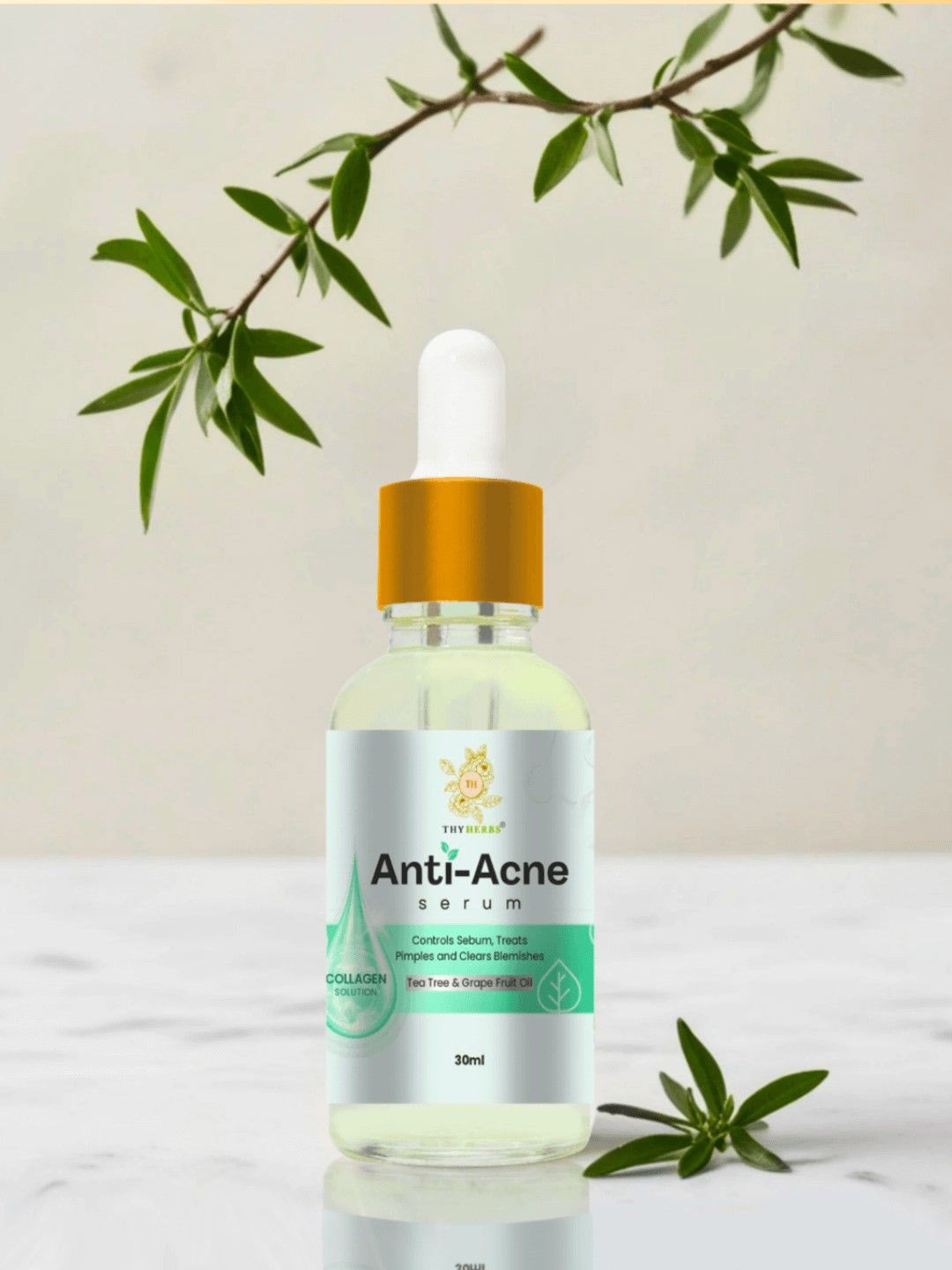 Thyherbs Anti Acne Serum With Tea Tree & Grape Fruit Oil - 30 ml, Green
Thyherbs Anti Acne Serum With Tea Tree & Grape Fruit Oil - 30 ml, Green