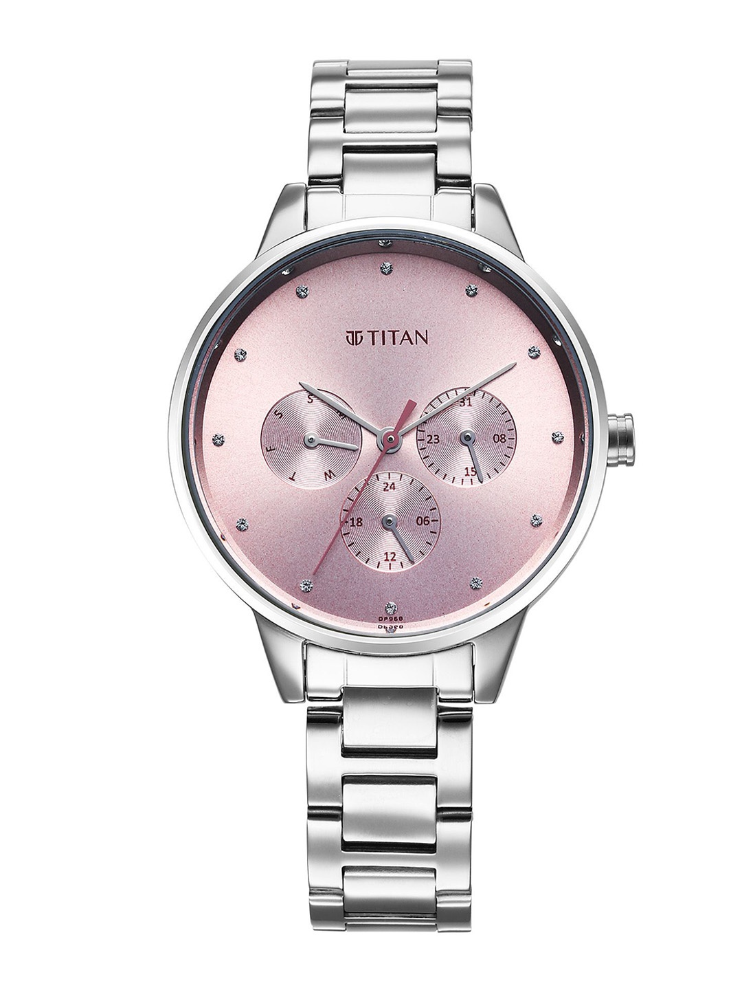 Titan Women Brass Embellished Dial & Stainless Steel Bracelet Style Straps Analogue Watch 2648SM13, Pink
Titan Women Brass Embellished Dial & Stainless Steel Bracelet Style Straps Analogue Watch 2648SM13, Pink