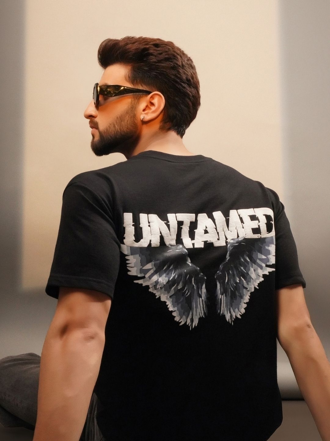 Untamed Clothing Men Printed Drop-Shoulder Sleeves Pure Cotton Pockets T-shirt, Black
Untamed Clothing Men Printed Drop-Shoulder Sleeves Pure Cotton Pockets T-shirt, Black