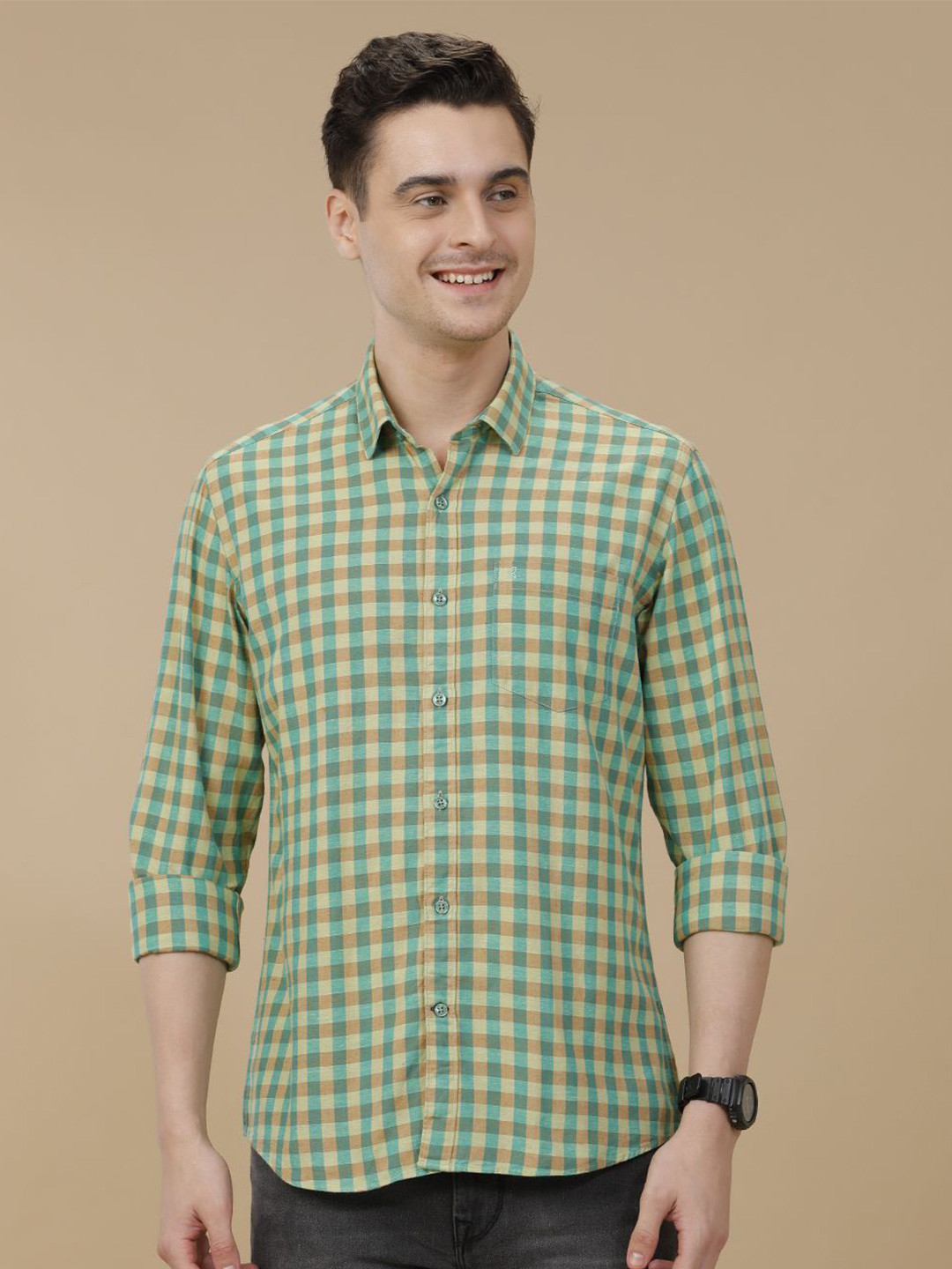 CAVALLO by Linen Club Contemporary Slim Fit Gingham Checks Checked Casual Shirt, Green
CAVALLO by Linen Club Contemporary Slim Fit Gingham Checks Checked Casual Shirt, Green