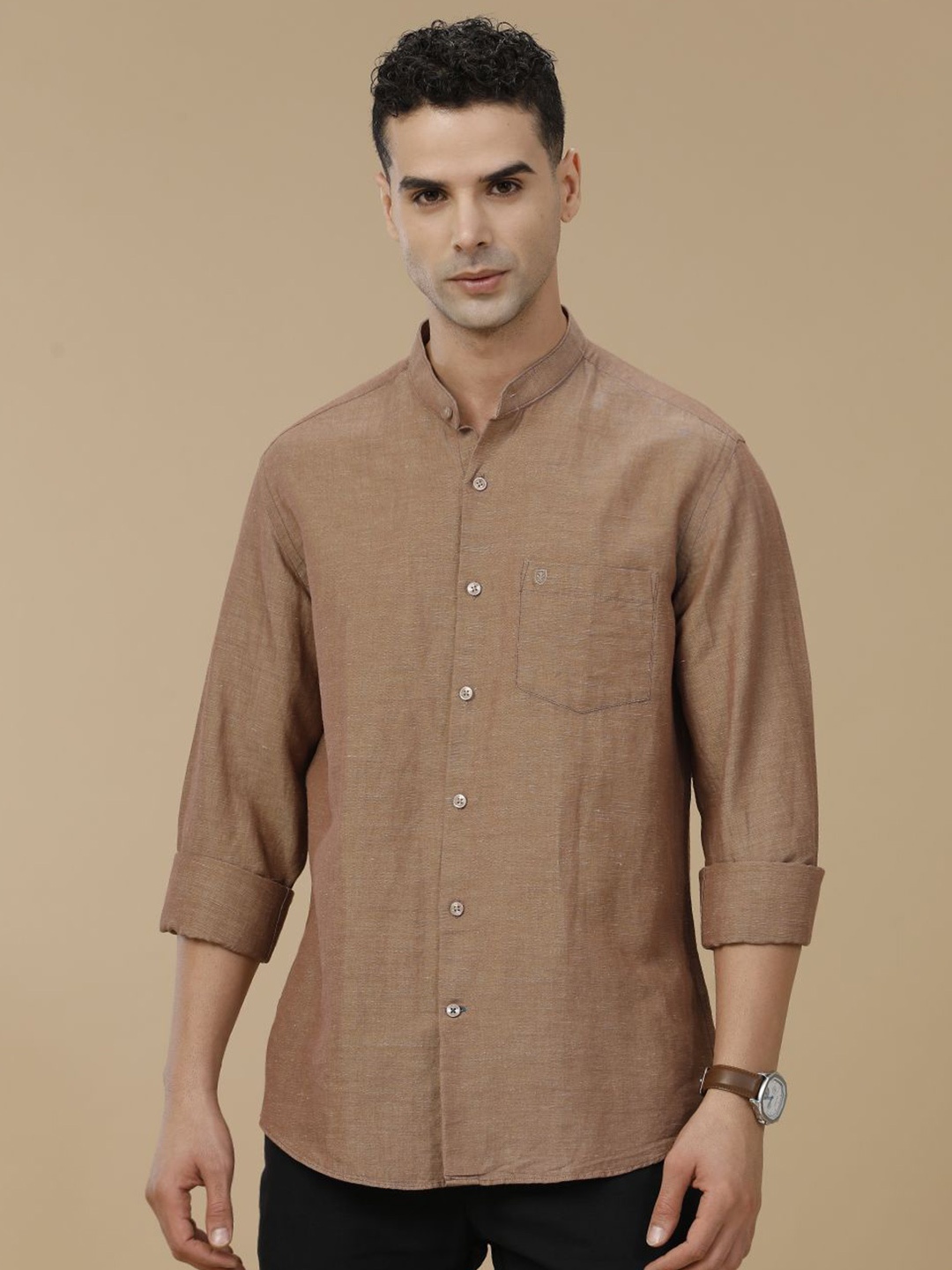 Linen Club Contemporary Slim Fit Mandarin Collar Linen Cotton Casual Shirt, Brown
Linen Club Contemporary Slim Fit Mandarin Collar Linen Cotton Casual Shirt, Brown