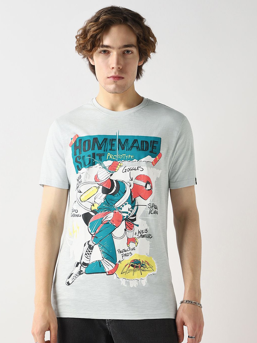 Bewakoof AIR Marvel Merchandise Glacier Home Made Suit Graphic Printed Pure Cotton T-shirt, Grey
Bewakoof AIR Marvel Merchandise Glacier Home Made Suit Graphic Printed Pure Cotton T-shirt, Grey
