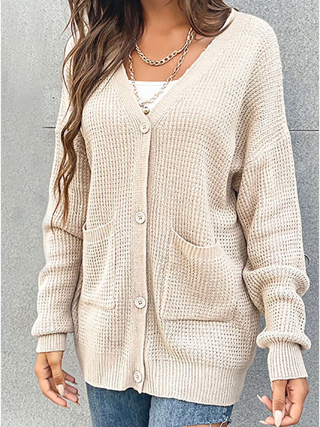 StyleCast x Revolte Women Cable Knit V-Neck Front-Open Sweaters, Beige
StyleCast x Revolte Women Cable Knit V-Neck Front-Open Sweaters, Beige