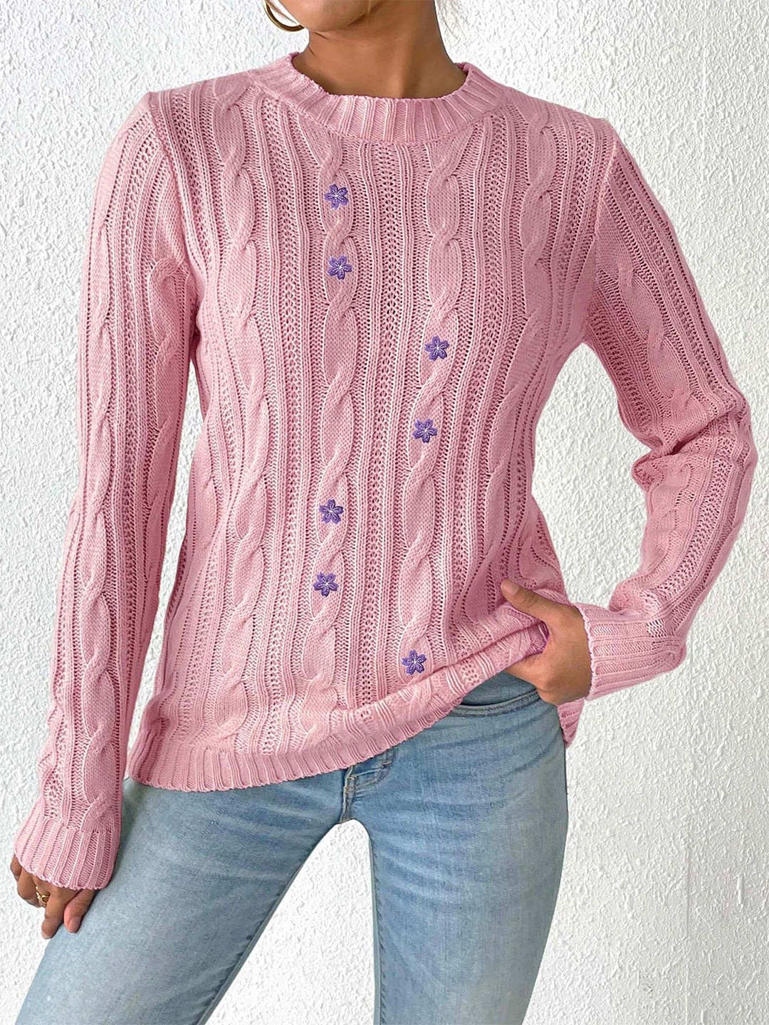 StyleCast x Revolte Women Cable Knit Pullover Sweaters with Applique Detail, Pink
StyleCast x Revolte Women Cable Knit Pullover Sweaters with Applique Detail, Pink