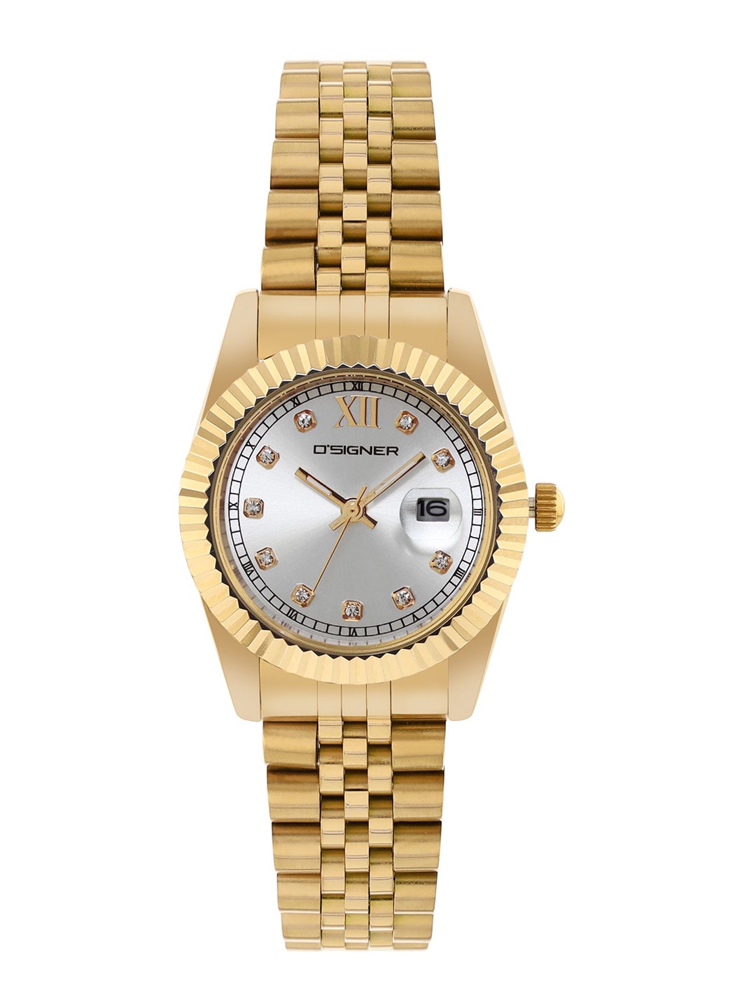 Dsigner Women Brass Embellished Dial & Bracelet Style Straps Analogue Watch 521GM.2L, Silver
Dsigner Women Brass Embellished Dial & Bracelet Style Straps Analogue Watch 521GM.2L, Silver