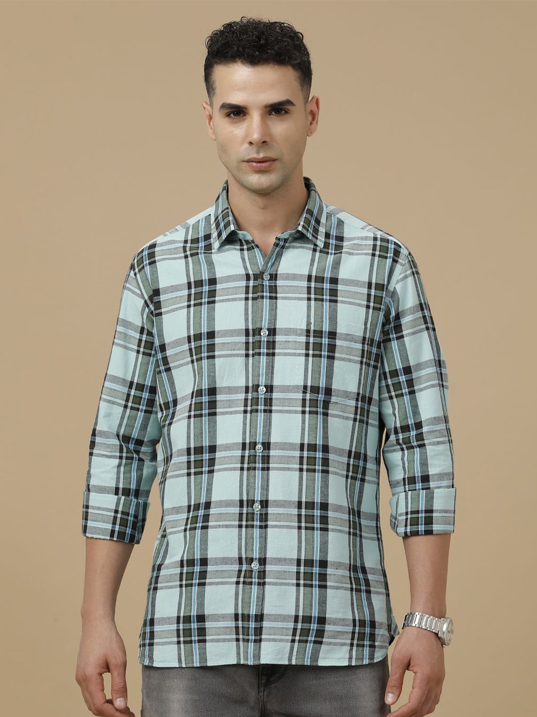 CAVALLO by Linen Club Contemporary Slim Fit Windowpane Checked Casual Shirt, Green
CAVALLO by Linen Club Contemporary Slim Fit Windowpane Checked Casual Shirt, Green