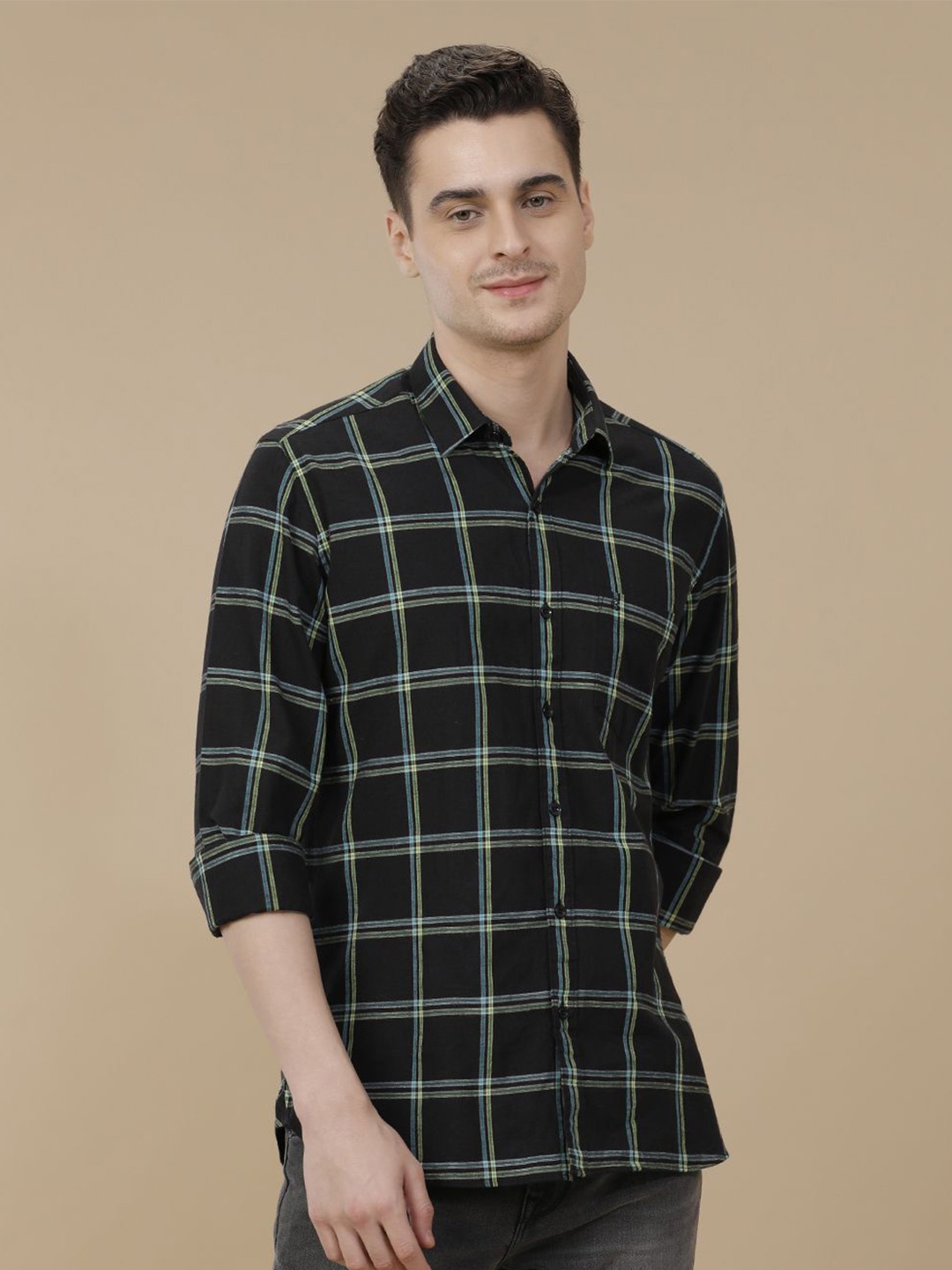 CAVALLO by Linen Club Contemporary Slim Fit Windowpane Checks Checked Casual Shirt, Black
CAVALLO by Linen Club Contemporary Slim Fit Windowpane Checks Checked Casual Shirt, Black
