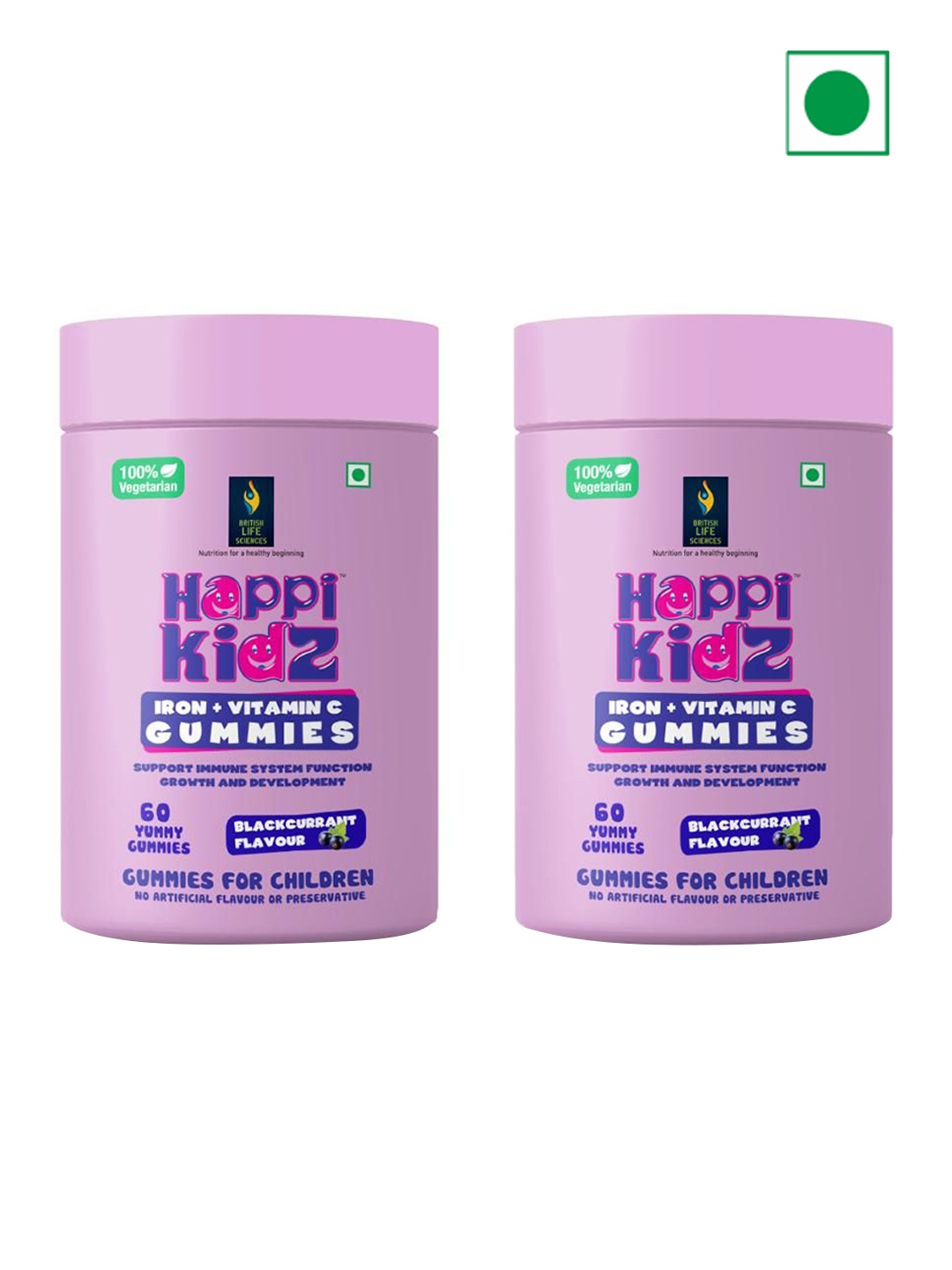 British Life Sciences Set Of 2 Happi Kids Iron & Vitamin C Gummies - 60 Gummies Each, White
British Life Sciences Set Of 2 Happi Kids Iron & Vitamin C Gummies - 60 Gummies Each, White
