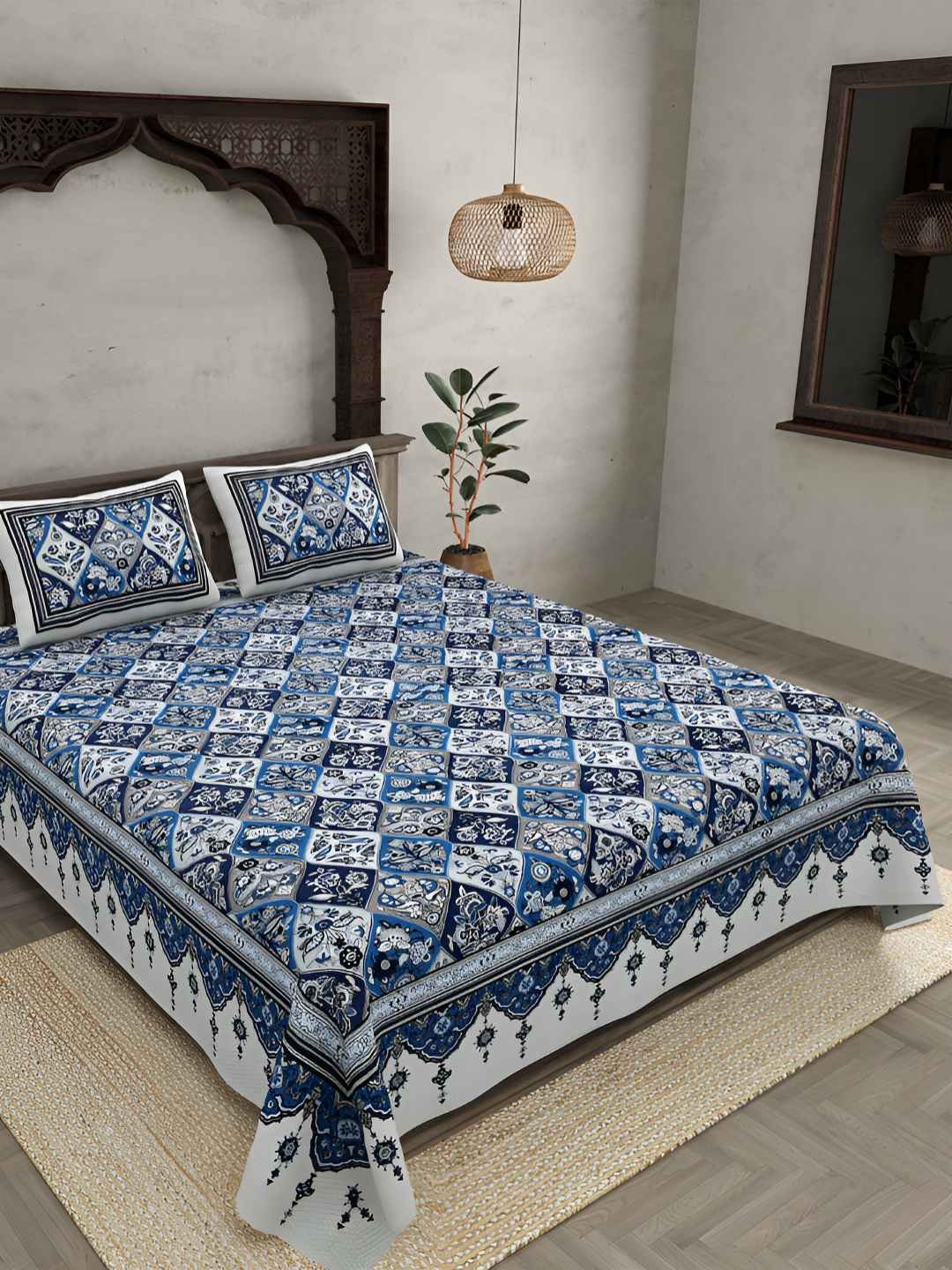 BED-SHEET.COM Blue & White Floral Printed Cotton 240 TC King Bedsheet Set 2.74 m x 2.54 m
BED-SHEET.COM Blue & White Floral Printed Cotton 240 TC King Bedsheet Set 2.74 m x 2.54 m