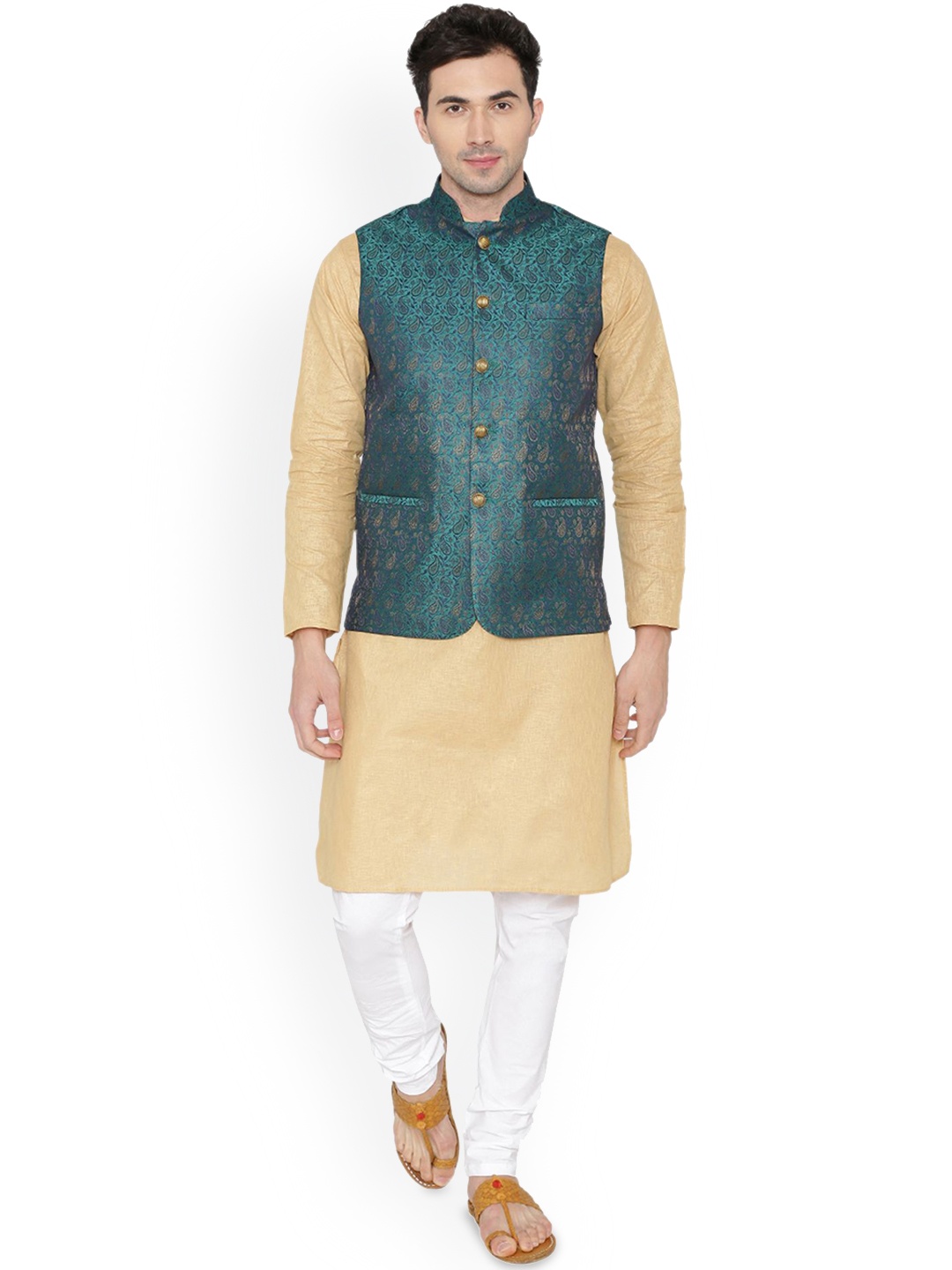 Wintage Mandarin Collar Cotton Silk Straight Kurta with Pyjamas & Nehru Jacket, Cream
Wintage Mandarin Collar Cotton Silk Straight Kurta with Pyjamas & Nehru Jacket, Cream