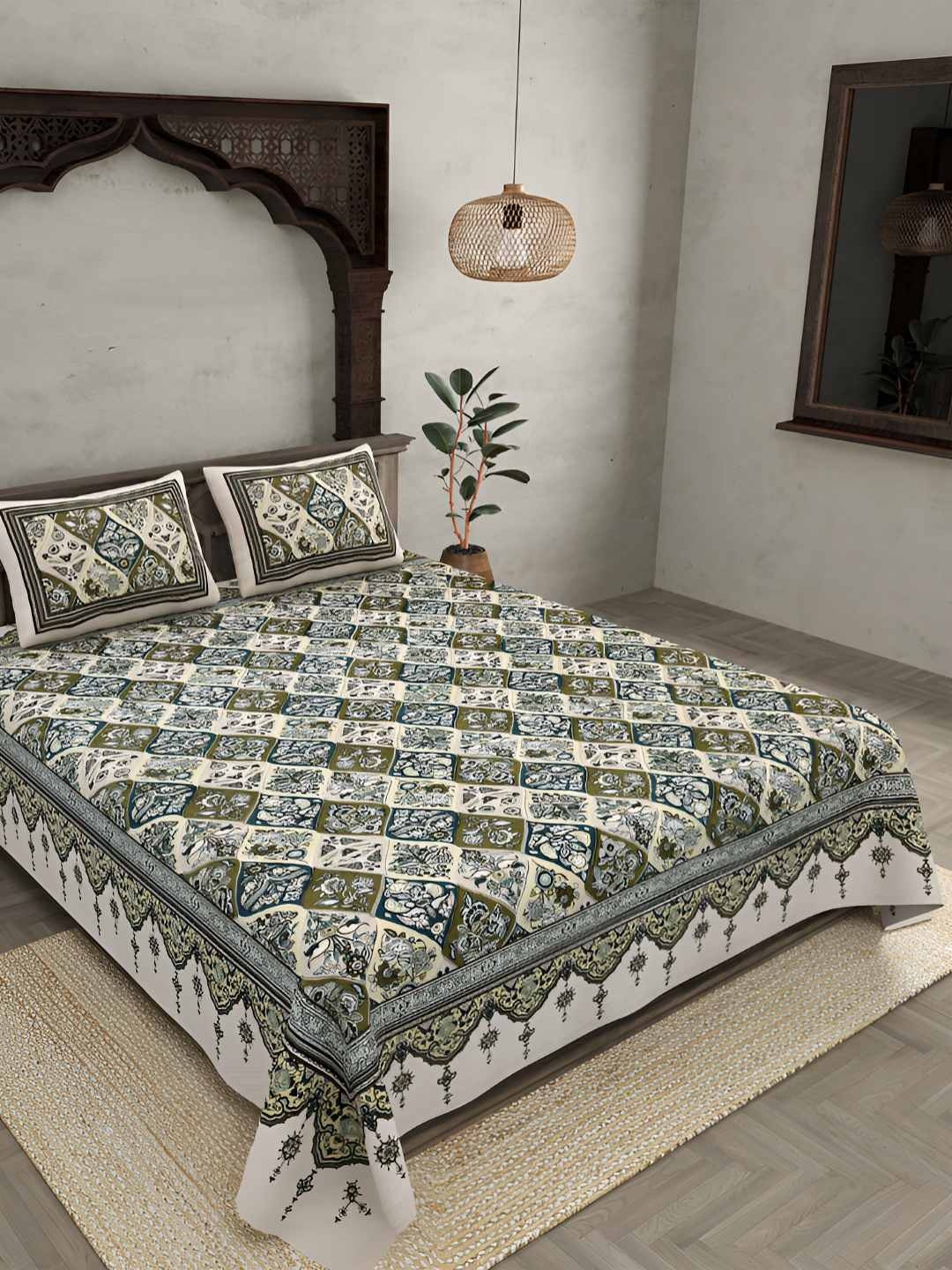 BED-SHEET.COM Green & Beige Floral Printed Cotton 240 TC King Bedsheet Set 2.74 m x 2.54 m
BED-SHEET.COM Green & Beige Floral Printed Cotton 240 TC King Bedsheet Set 2.74 m x 2.54 m