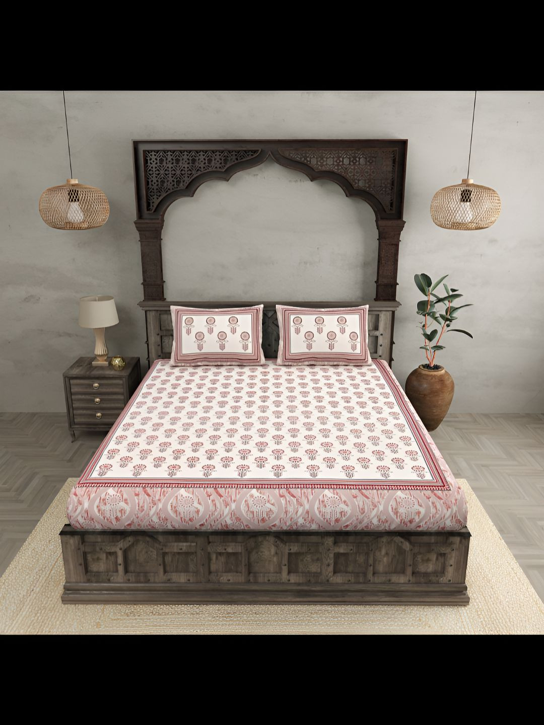 BED-SHEET.COM Pink & White Floral Printed Cotton 180 TC King Bedsheet Set 2.74 m x 2.24 m
BED-SHEET.COM Pink & White Floral Printed Cotton 180 TC King Bedsheet Set 2.74 m x 2.24 m
