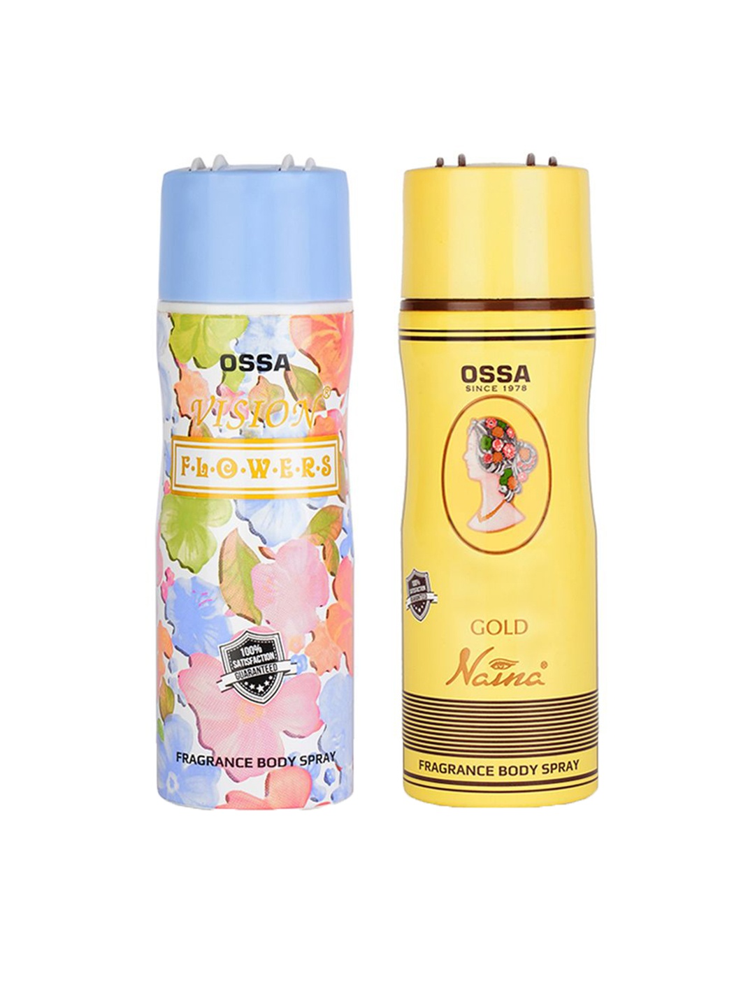 Ossa Vision Flower & Gold Naina Set Of 2 Long Lasting Body Spray Deodorants - 200 ml Each, Yellow
Ossa Vision Flower & Gold Naina Set Of 2 Long Lasting Body Spray Deodorants - 200 ml Each, Yellow