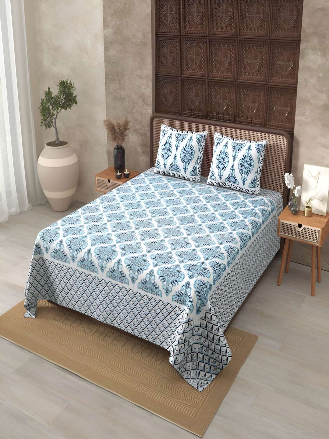 BED-SHEET.COM Blue Ethnic Printed Pure Cotton 180 TC King Bedsheet Set 2.74 m x 2.24 m
BED-SHEET.COM Blue Ethnic Printed Pure Cotton 180 TC King Bedsheet Set 2.74 m x 2.24 m