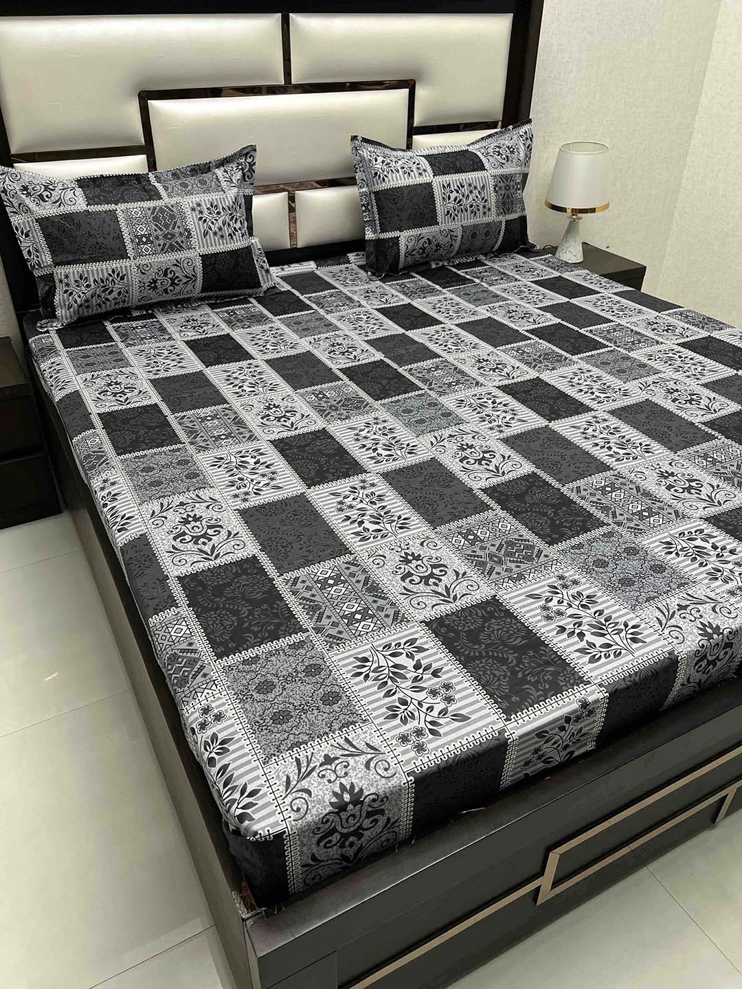 Pure Decor Velar sib Black & Grey Floral Pure Cotton 240 TC King Bedsheet Set-2.72mx2.72m
Pure Decor Velar sib Black & Grey Floral Pure Cotton 240 TC King Bedsheet Set-2.72mx2.72m